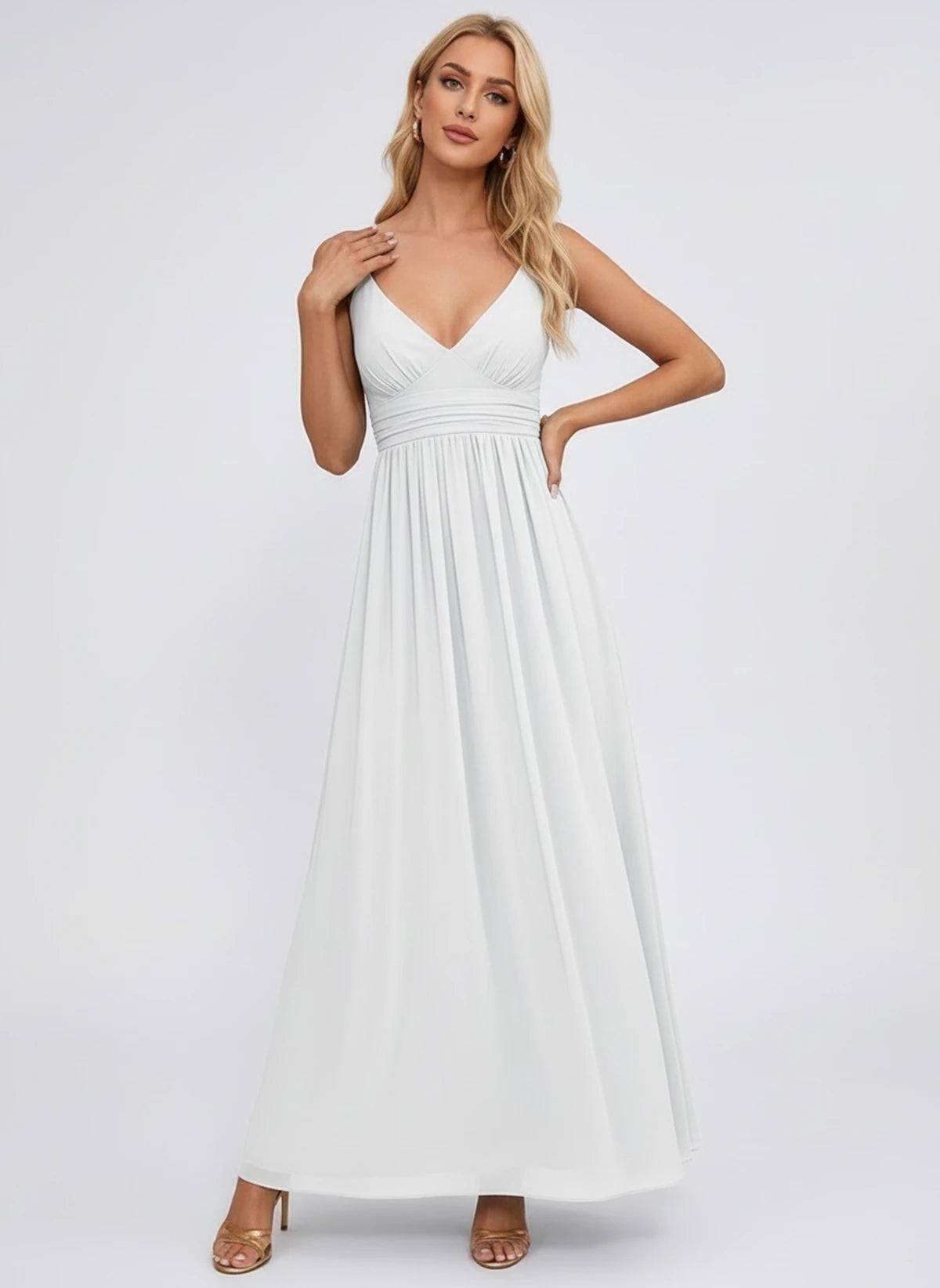 Louvain Maxi Dress — White | SKU: SD-61574-white-2,SD-61574-white-4,SD-61574-white-6,SD-61574-white-8,SD-61574-white-10,SD-61574-white-12,SD-61574-white-14,SD-61574-white-16,SD-61574-white-16W,SD-61574-white-18W,SD-61574-white-20W,SD-61574-white-22W