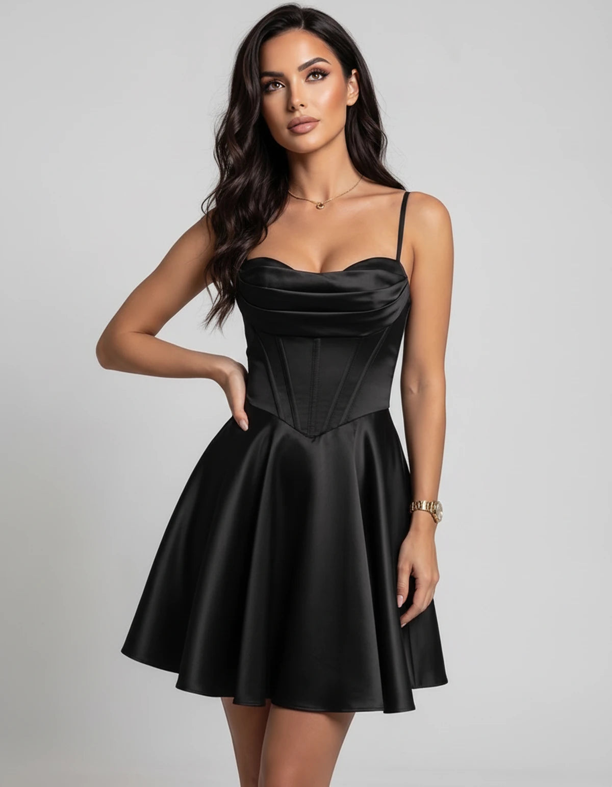 Lucerne Midi Dresses — Black | SKU: SD-37240-black-2,SD-37240-black-4,SD-37240-black-6,SD-37240-black-8,SD-37240-black-10,SD-37240-black-12,SD-37240-black-14,SD-37240-black-16,SD-37240-black-16W,SD-37240-black-18W,SD-37240-black-20W,SD-37240-black-22W