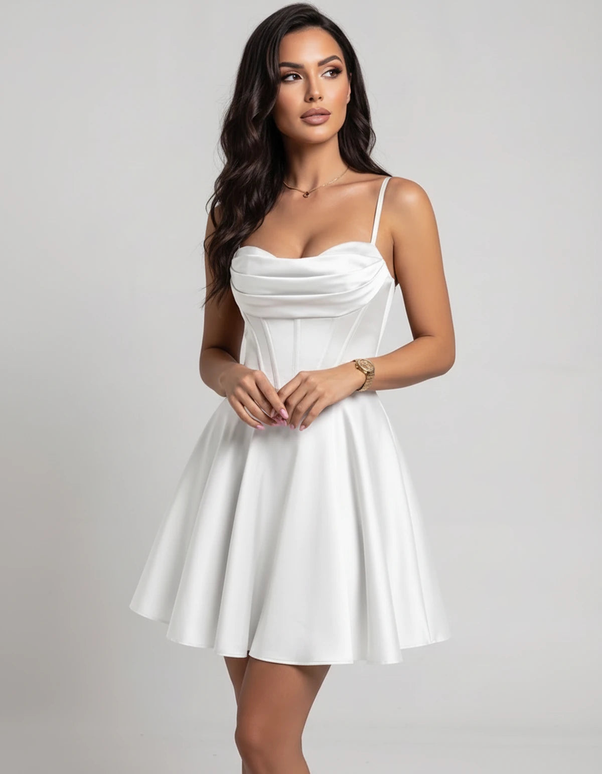 Lucerne Midi Dresses — White | SKU: SD-37240-white-2,SD-37240-white-4,SD-37240-white-6,SD-37240-white-8,SD-37240-white-10,SD-37240-white-12,SD-37240-white-14,SD-37240-white-16,SD-37240-white-16W,SD-37240-white-18W,SD-37240-white-20W,SD-37240-white-22W