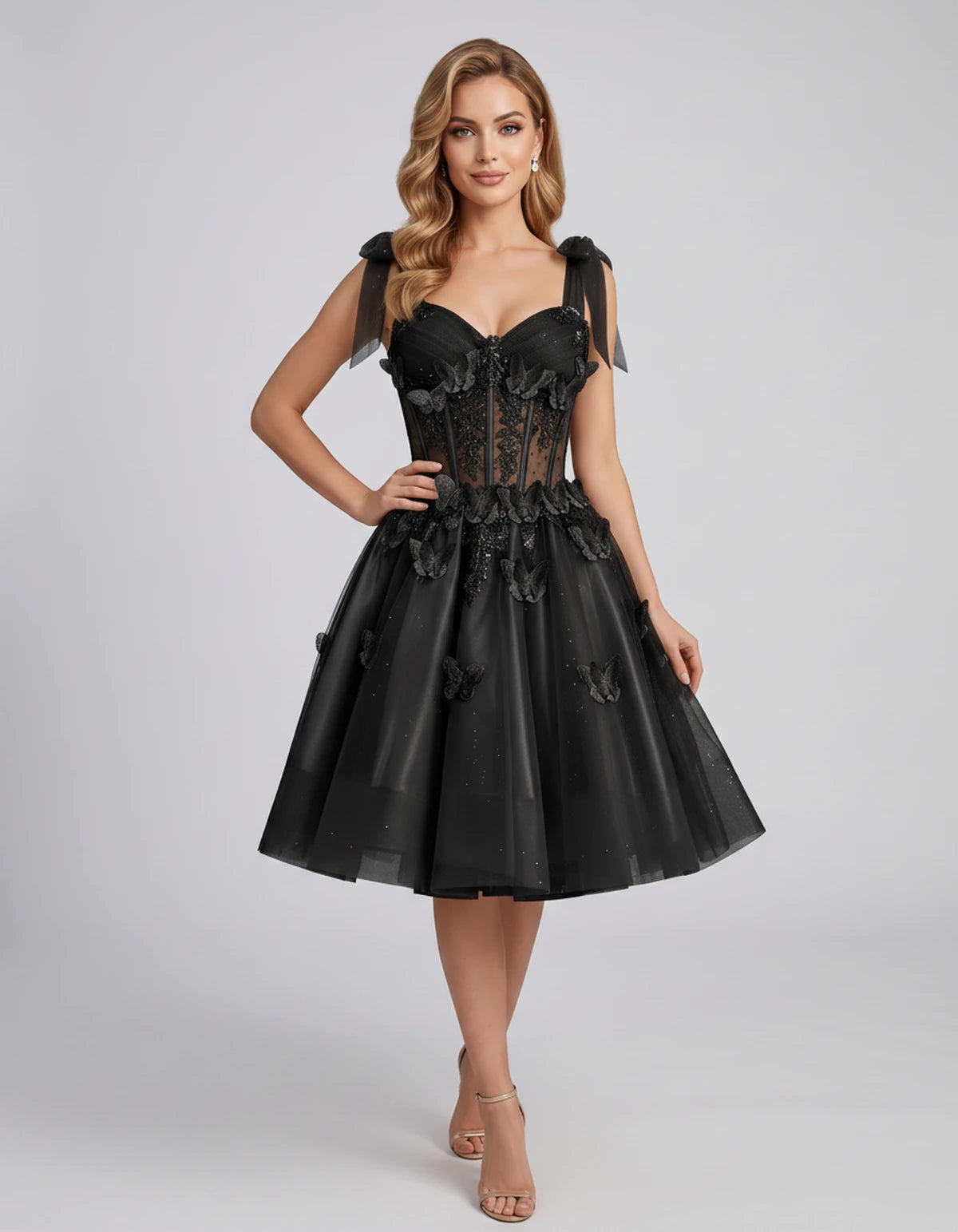 Lumielle Mini Dress — Black | SKU: SD-95433-black-2,SD-95433-black-4,SD-95433-black-6,SD-95433-black-8,SD-95433-black-10,SD-95433-black-12,SD-95433-black-14,SD-95433-black-16,SD-95433-black-16W,SD-95433-black-18W,SD-95433-black-20W,SD-95433-black-22W