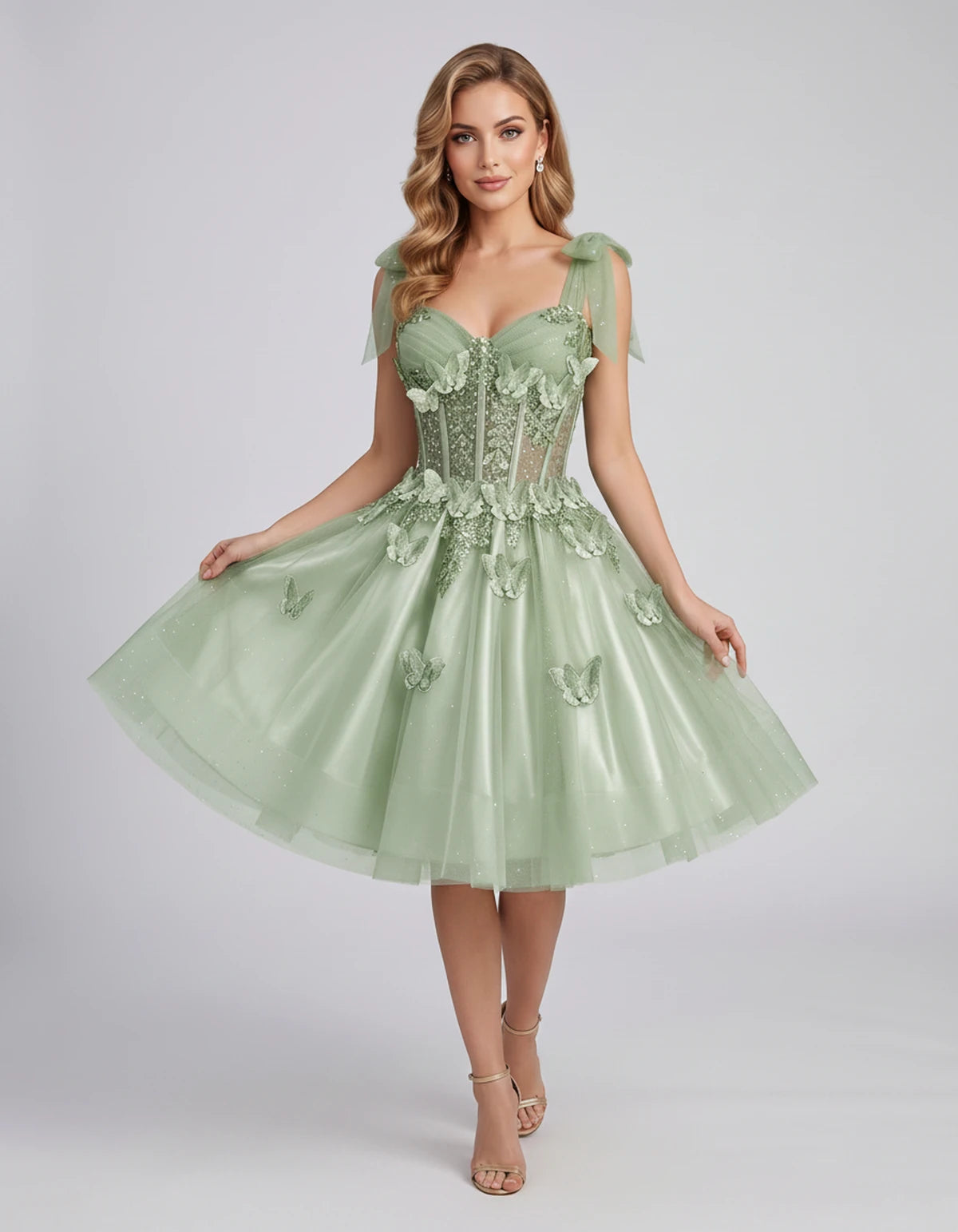 Lumielle Mini Dress — Sage | SKU: SD-95433-sage-2,SD-95433-sage-4,SD-95433-sage-6,SD-95433-sage-8,SD-95433-sage-10,SD-95433-sage-12,SD-95433-sage-14,SD-95433-sage-16,SD-95433-sage-16W,SD-95433-sage-18W,SD-95433-sage-20W,SD-95433-sage-22W