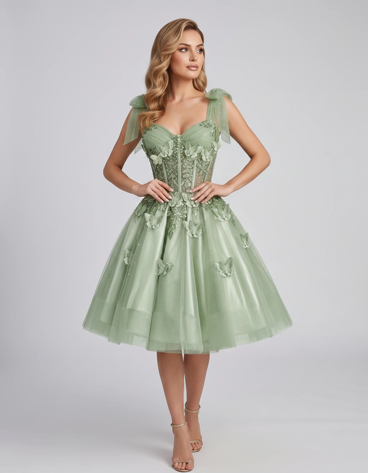 Lumielle Mini Dress — Sage | SKU: SD-95433-sage-2,SD-95433-sage-4,SD-95433-sage-6,SD-95433-sage-8,SD-95433-sage-10,SD-95433-sage-12,SD-95433-sage-14,SD-95433-sage-16,SD-95433-sage-16W,SD-95433-sage-18W,SD-95433-sage-20W,SD-95433-sage-22W
