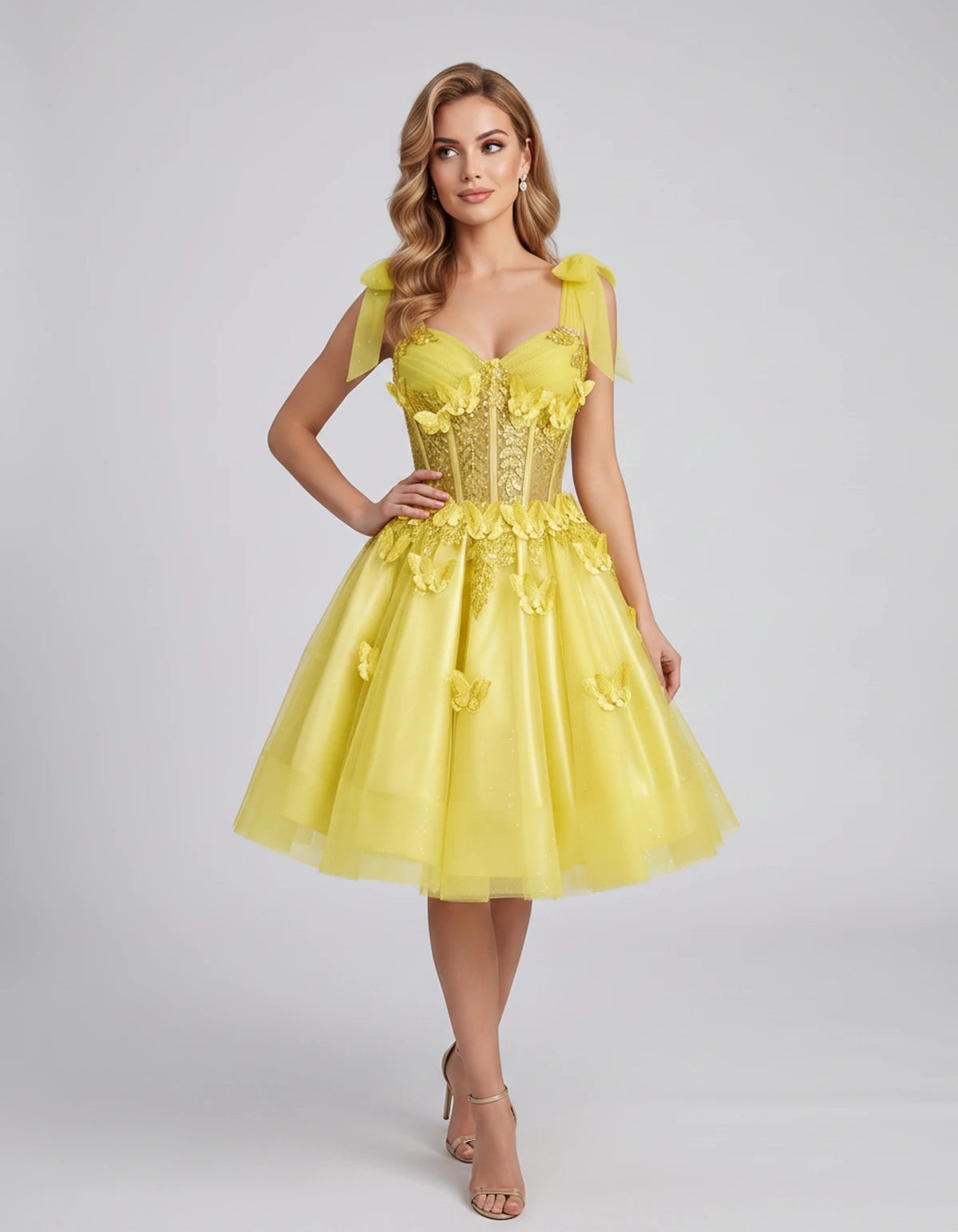 Lumielle Mini Dress — Yellow | SKU: SD-95433-yellow-2,SD-95433-yellow-4,SD-95433-yellow-6,SD-95433-yellow-8,SD-95433-yellow-10,SD-95433-yellow-12,SD-95433-yellow-14,SD-95433-yellow-16,SD-95433-yellow-16W,SD-95433-yellow-18W,SD-95433-yellow-20W,SD-95433-yellow-22W