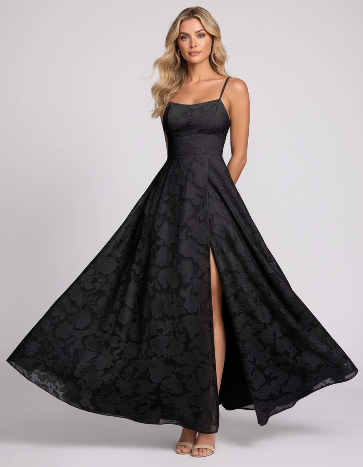 Lysandra Midi Dresses — Black | SKU: SD-68505-black-2,SD-68505-black-4,SD-68505-black-6,SD-68505-black-8,SD-68505-black-10,SD-68505-black-12,SD-68505-black-14,SD-68505-black-16,SD-68505-black-16W,SD-68505-black-18W,SD-68505-black-20W,SD-68505-black-22W
