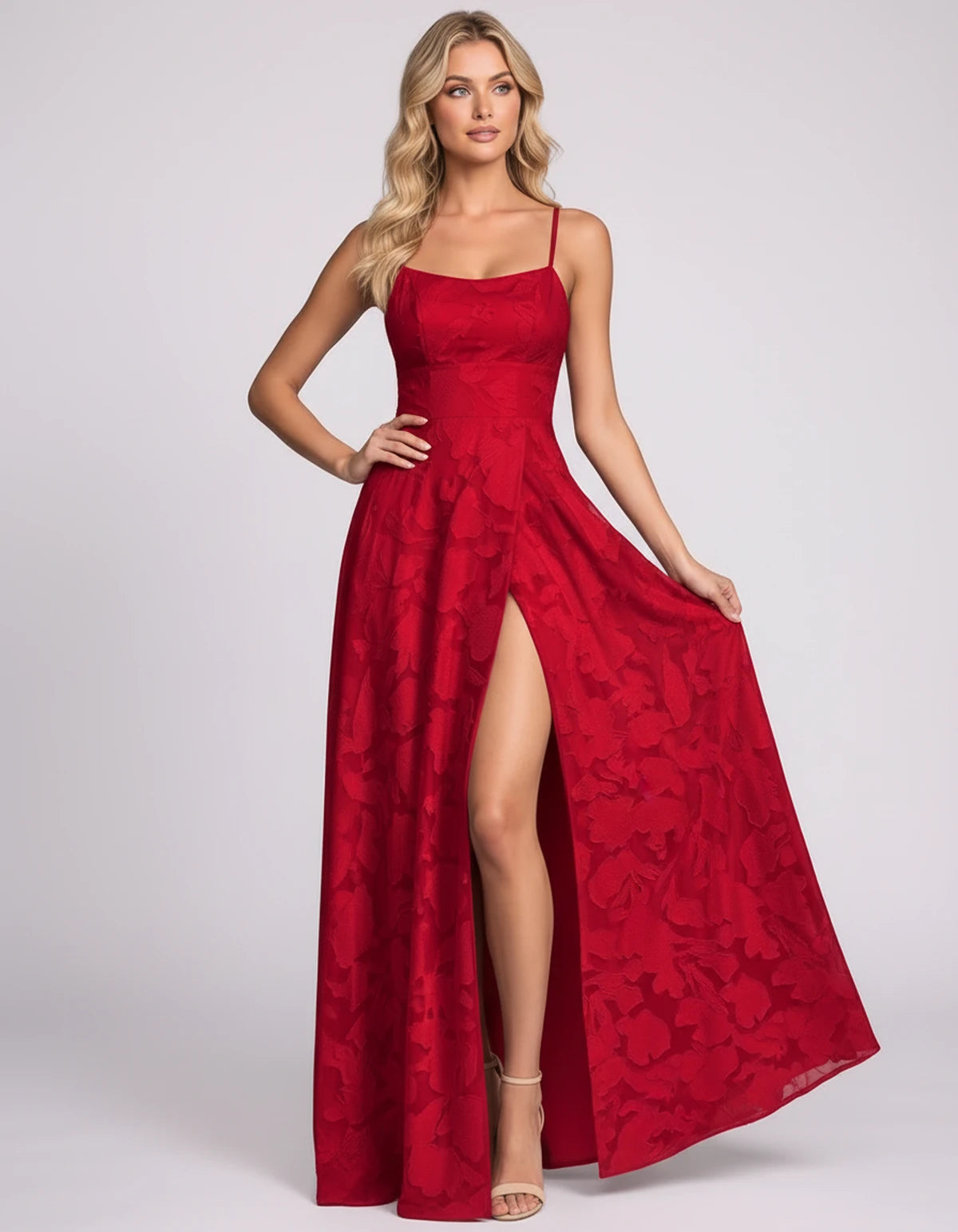 Lysandra Midi Dresses — Red | SKU: SD-68505-red-2,SD-68505-red-4,SD-68505-red-6,SD-68505-red-8,SD-68505-red-10,SD-68505-red-12,SD-68505-red-14,SD-68505-red-16,SD-68505-red-16W,SD-68505-red-18W,SD-68505-red-20W,SD-68505-red-22W