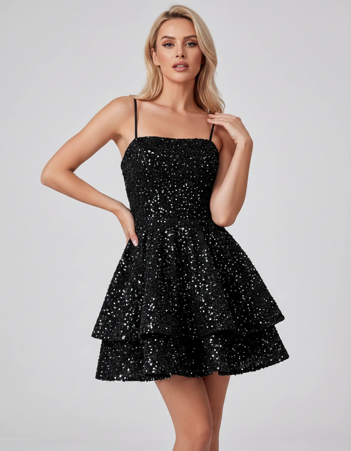 Magnolia Mini Dress — Black | SKU: SD-59831-black-2,SD-59831-black-4,SD-59831-black-6,SD-59831-black-8,SD-59831-black-10,SD-59831-black-12,SD-59831-black-14,SD-59831-black-16,SD-59831-black-16W,SD-59831-black-18W,SD-59831-black-20W,SD-59831-black-22W