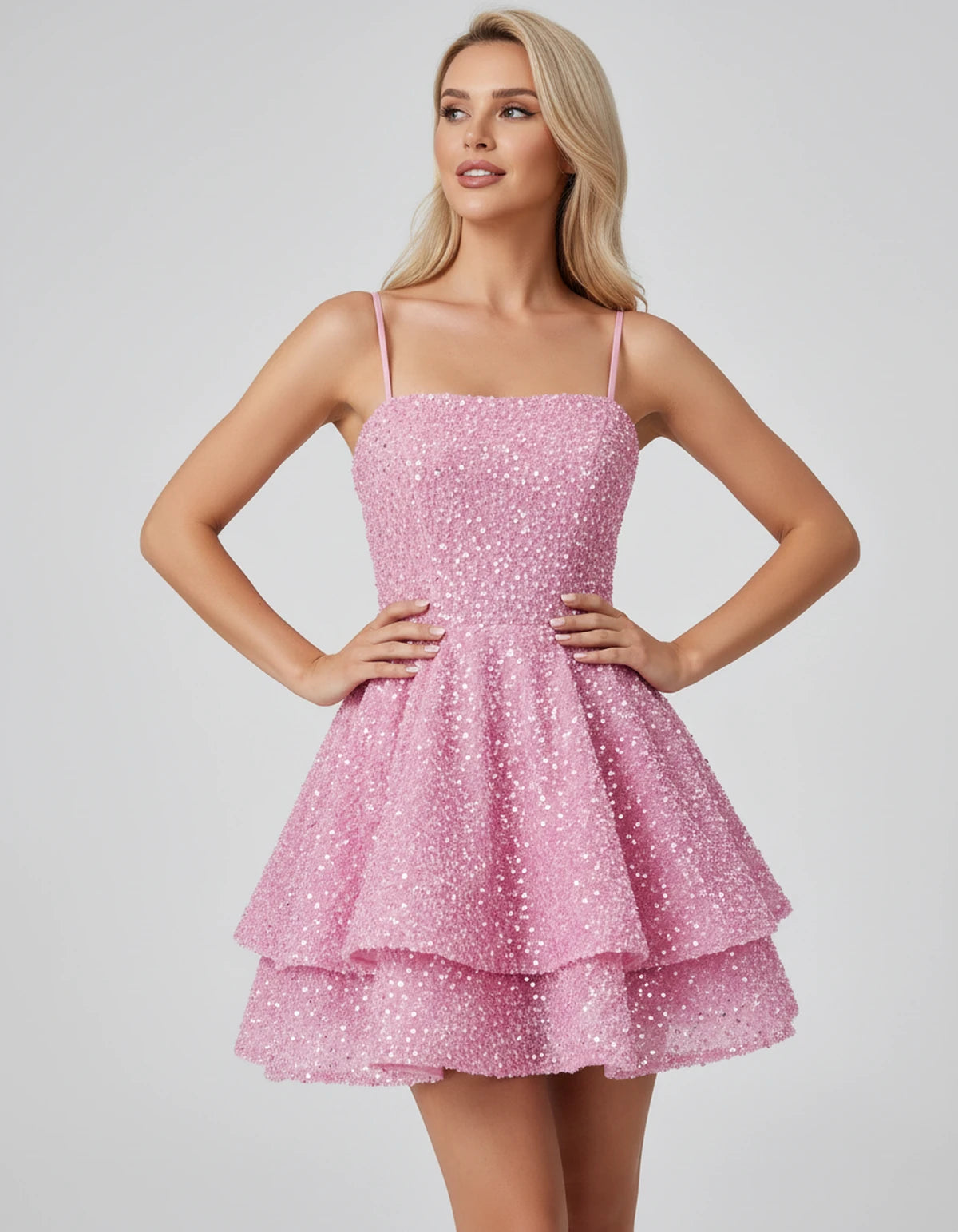 Magnolia Mini Dress — Pink | SKU: SD-59831-pink-2,SD-59831-pink-4,SD-59831-pink-6,SD-59831-pink-8,SD-59831-pink-10,SD-59831-pink-12,SD-59831-pink-14,SD-59831-pink-16,SD-59831-pink-16W,SD-59831-pink-18W,SD-59831-pink-20W,SD-59831-pink-22W