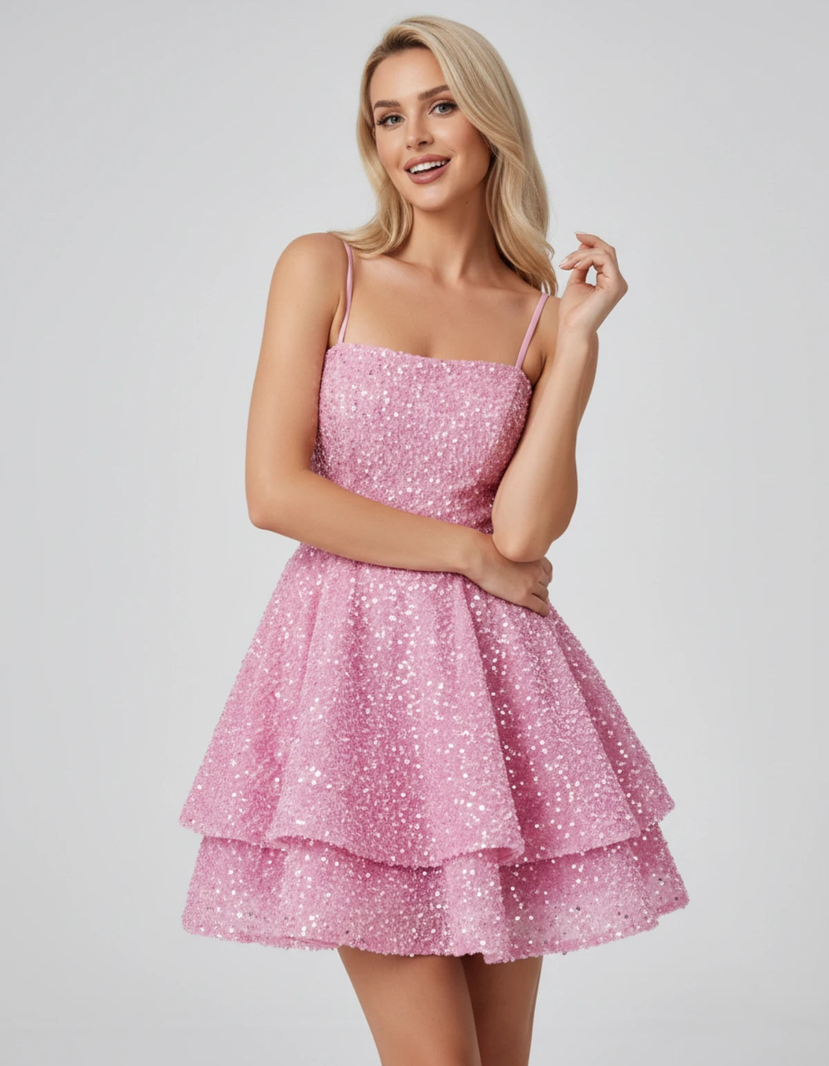 Magnolia Mini Dress — Pink | SKU: SD-59831-pink-2,SD-59831-pink-4,SD-59831-pink-6,SD-59831-pink-8,SD-59831-pink-10,SD-59831-pink-12,SD-59831-pink-14,SD-59831-pink-16,SD-59831-pink-16W,SD-59831-pink-18W,SD-59831-pink-20W,SD-59831-pink-22W