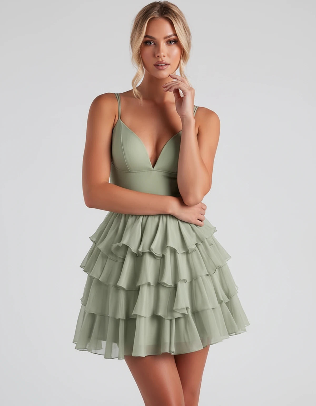 Mahonia Mini Dress — Dusty Sage | SKU: SD-95044-dustysage-2,SD-95044-dustysage-4,SD-95044-dustysage-6,SD-95044-dustysage-8,SD-95044-dustysage-10,SD-95044-dustysage-12,SD-95044-dustysage-14,SD-95044-dustysage-16,SD-95044-dustysage-16W,SD-95044-dustysage-18W,SD-95044-dustysage-20W,SD-95044-dustysage-22W