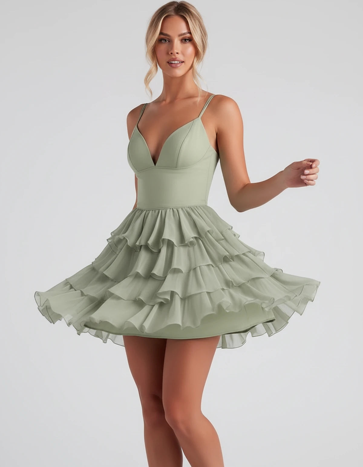 Mahonia Mini Dress — Dusty Sage | SKU: SD-95044-dustysage-2,SD-95044-dustysage-4,SD-95044-dustysage-6,SD-95044-dustysage-8,SD-95044-dustysage-10,SD-95044-dustysage-12,SD-95044-dustysage-14,SD-95044-dustysage-16,SD-95044-dustysage-16W,SD-95044-dustysage-18W,SD-95044-dustysage-20W,SD-95044-dustysage-22W