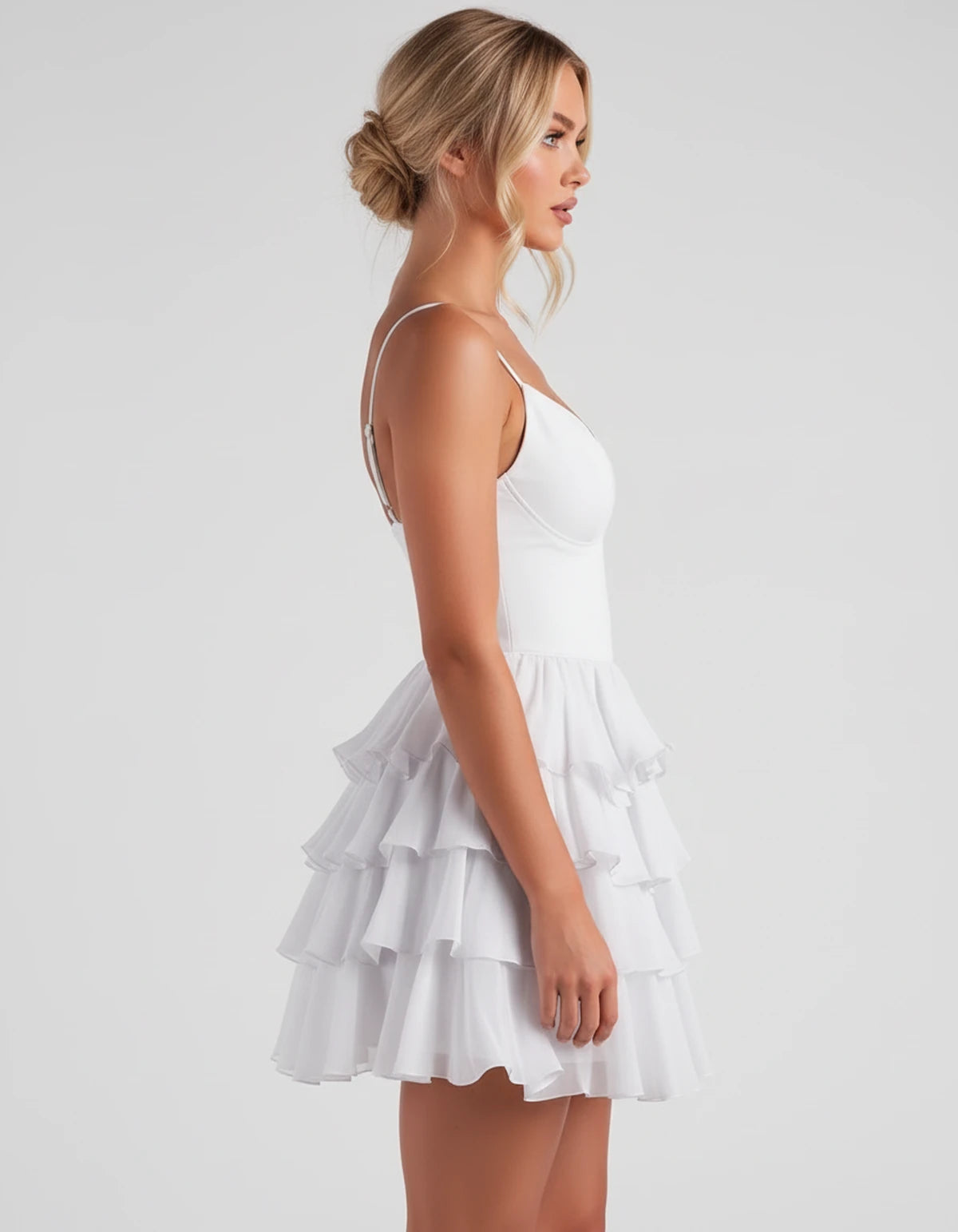 Mahonia Mini Dress — White | SKU: SD-95044-white-2,SD-95044-white-4,SD-95044-white-6,SD-95044-white-8,SD-95044-white-10,SD-95044-white-12,SD-95044-white-14,SD-95044-white-16,SD-95044-white-16W,SD-95044-white-18W,SD-95044-white-20W,SD-95044-white-22W