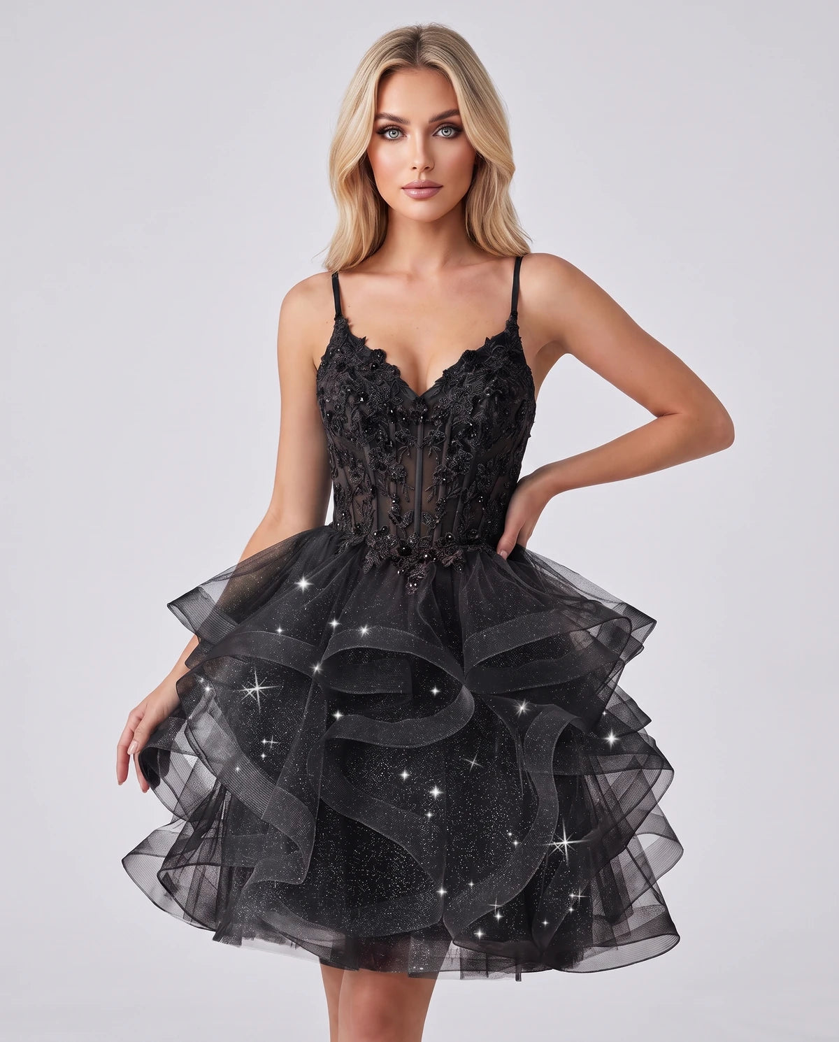 Mandarine Mini Dress — Black