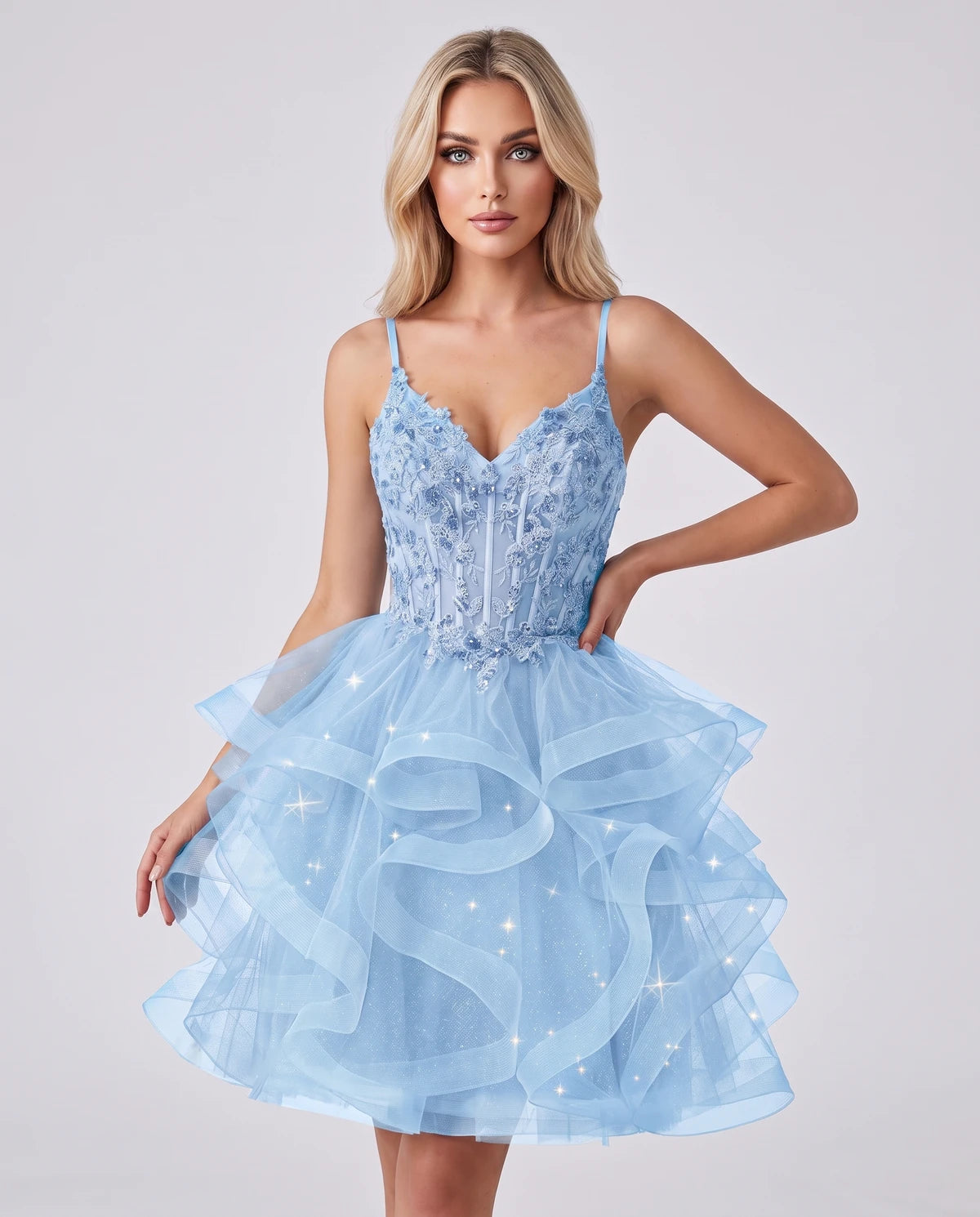 Mandarine Mini Dress — Light Blue