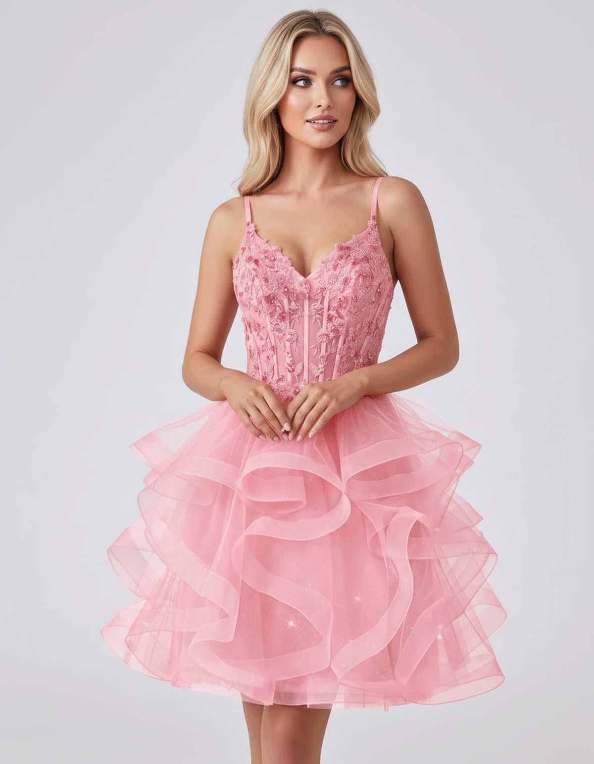 Mandarine Mini Dress — Pink | SKU: SD-29526-pink-2,SD-29526-pink-4,SD-29526-pink-6,SD-29526-pink-8,SD-29526-pink-10,SD-29526-pink-12,SD-29526-pink-14,SD-29526-pink-14W,SD-29526-pink-16,SD-29526-pink-16W,SD-29526-pink-18W,SD-29526-pink-20W