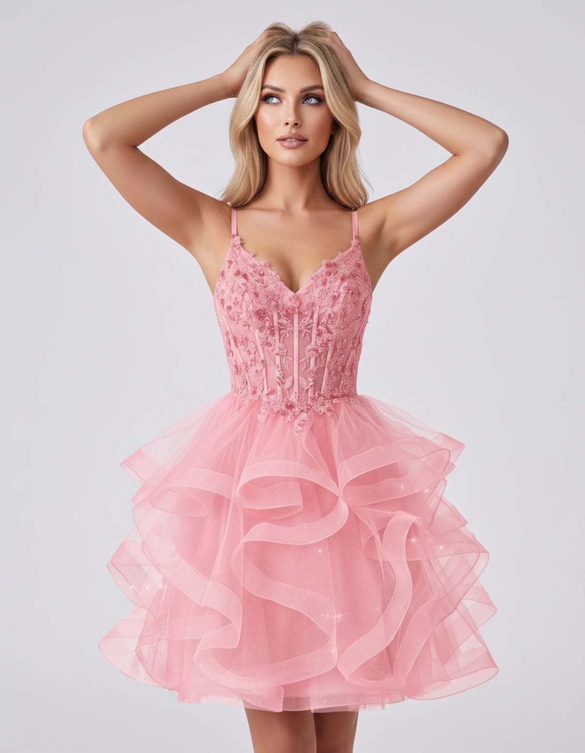 Mandarine Mini Dress — Pink | SKU: SD-29526-pink-2,SD-29526-pink-4,SD-29526-pink-6,SD-29526-pink-8,SD-29526-pink-10,SD-29526-pink-12,SD-29526-pink-14,SD-29526-pink-14W,SD-29526-pink-16,SD-29526-pink-16W,SD-29526-pink-18W,SD-29526-pink-20W