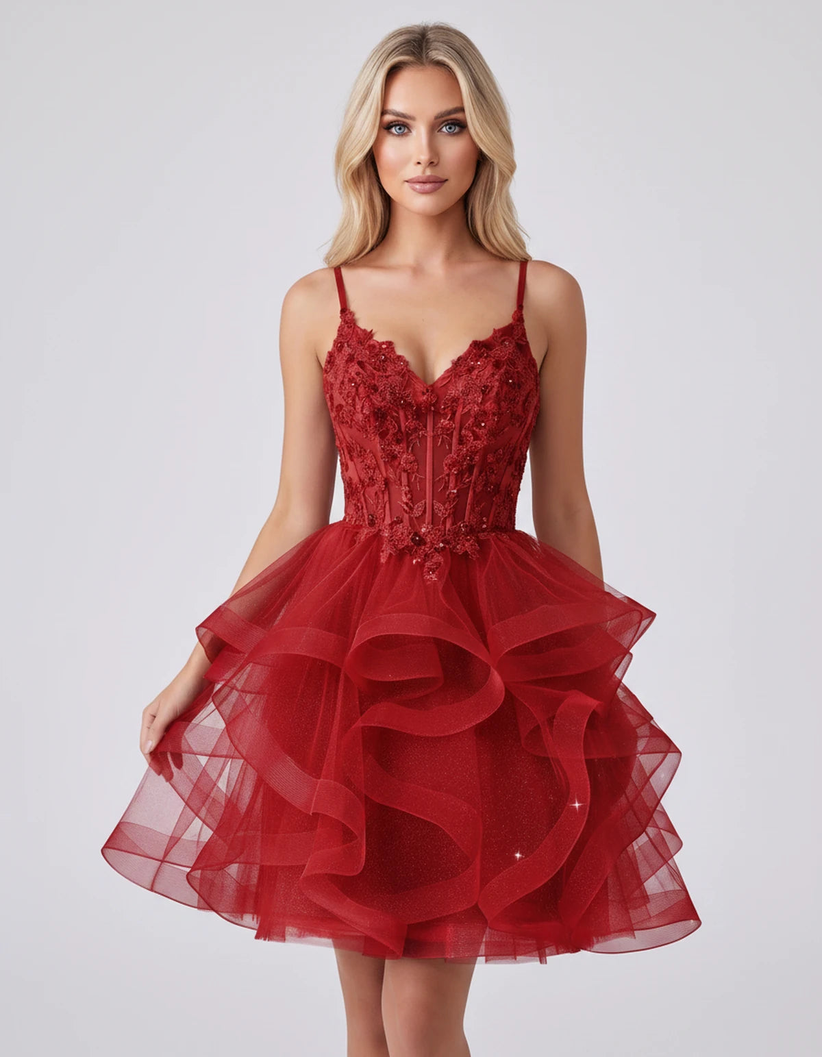 Mandarine Mini Dress — Red | SKU: SD-29526-red-2,SD-29526-red-4,SD-29526-red-6,SD-29526-red-8,SD-29526-red-10,SD-29526-red-12,SD-29526-red-14,SD-29526-red-14W,SD-29526-red-16,SD-29526-red-16W,SD-29526-red-18W,SD-29526-red-20W