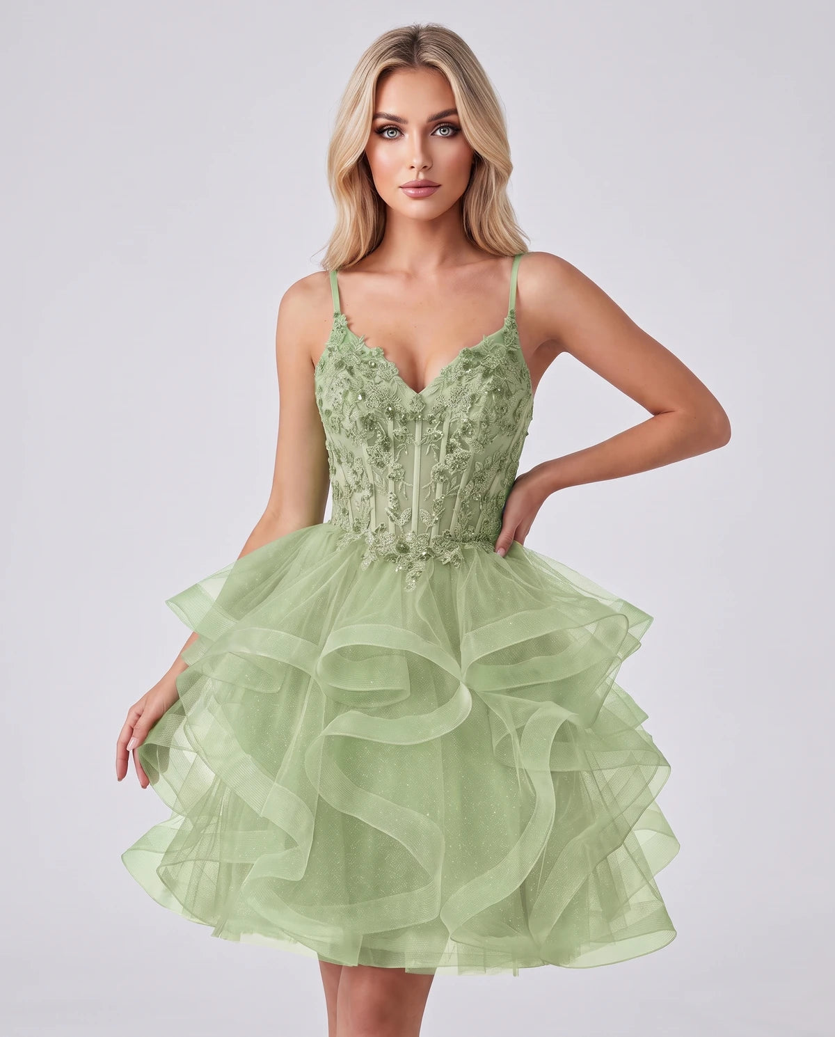 Mandarine Mini Dress — Sage