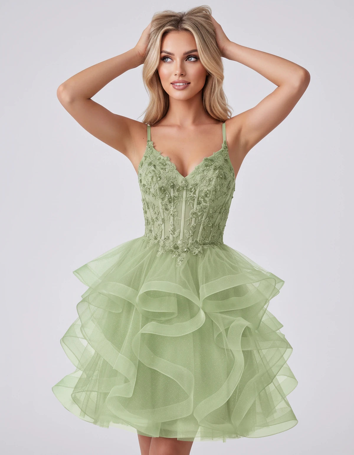 Mandarine Mini Dress — Sage | SKU: SD-29526-sage-2,SD-29526-sage-4,SD-29526-sage-6,SD-29526-sage-8,SD-29526-sage-10,SD-29526-sage-12,SD-29526-sage-14,SD-29526-sage-14W,SD-29526-sage-16,SD-29526-sage-16W,SD-29526-sage-18W,SD-29526-sage-20W