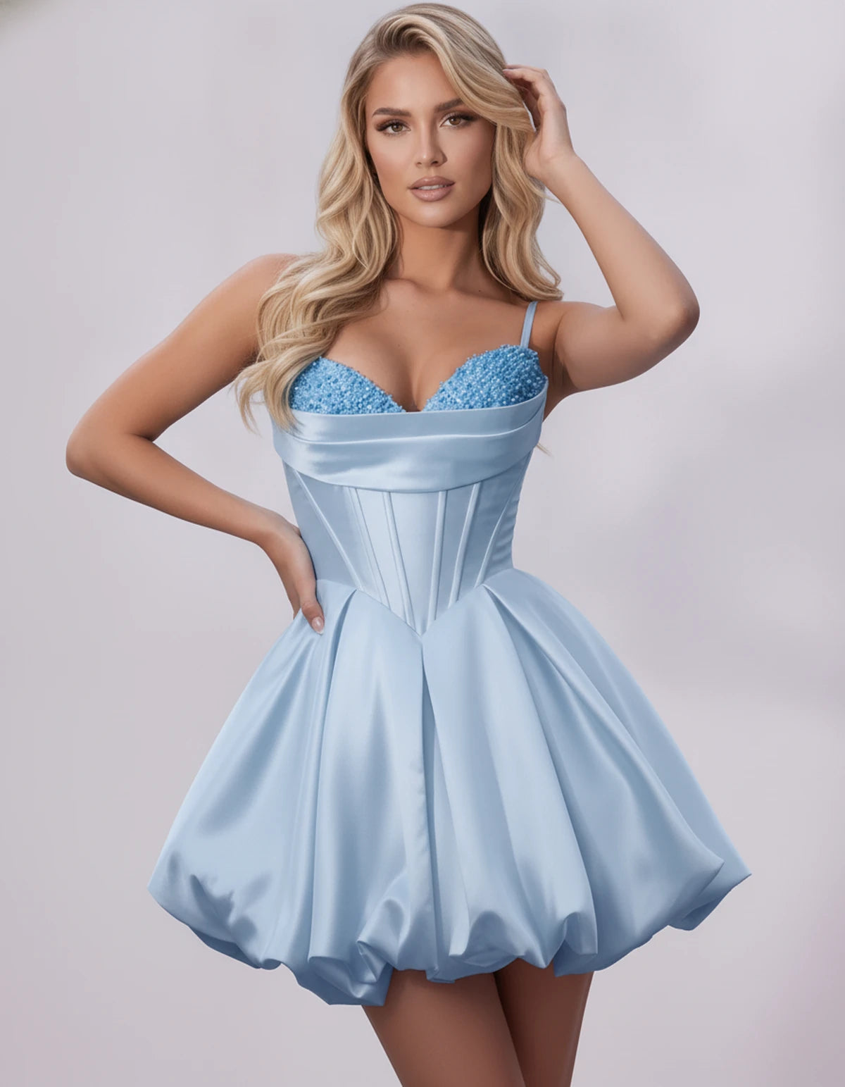 Marceline Mini Dress — Blue | SKU: SD-50451-blue-2,SD-50451-blue-4,SD-50451-blue-6,SD-50451-blue-8,SD-50451-blue-10,SD-50451-blue-12,SD-50451-blue-14,SD-50451-blue-16,SD-50451-blue-16W,SD-50451-blue-18W,SD-50451-blue-20W,SD-50451-blue-22W