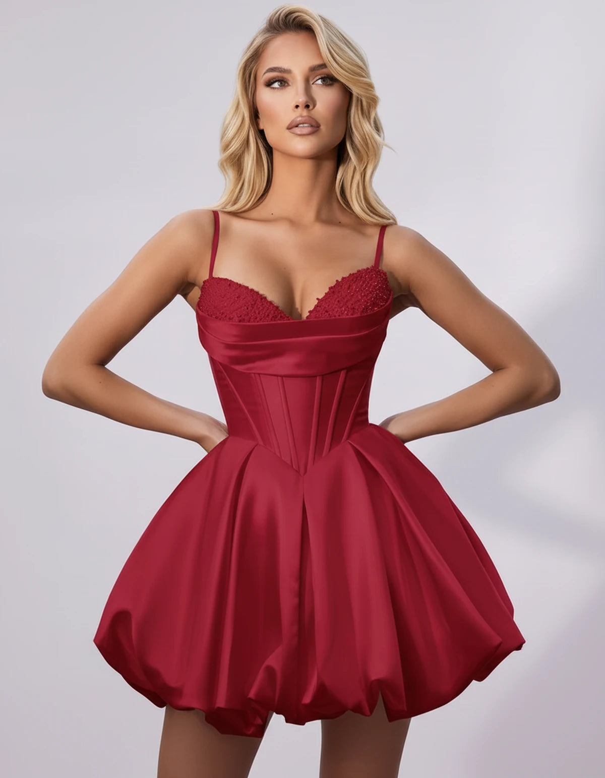 Marceline Mini Dress — Red | SKU: SD-50451-red-2,SD-50451-red-4,SD-50451-red-6,SD-50451-red-8,SD-50451-red-10,SD-50451-red-12,SD-50451-red-14,SD-50451-red-16,SD-50451-red-16W,SD-50451-red-18W,SD-50451-red-20W,SD-50451-red-22W