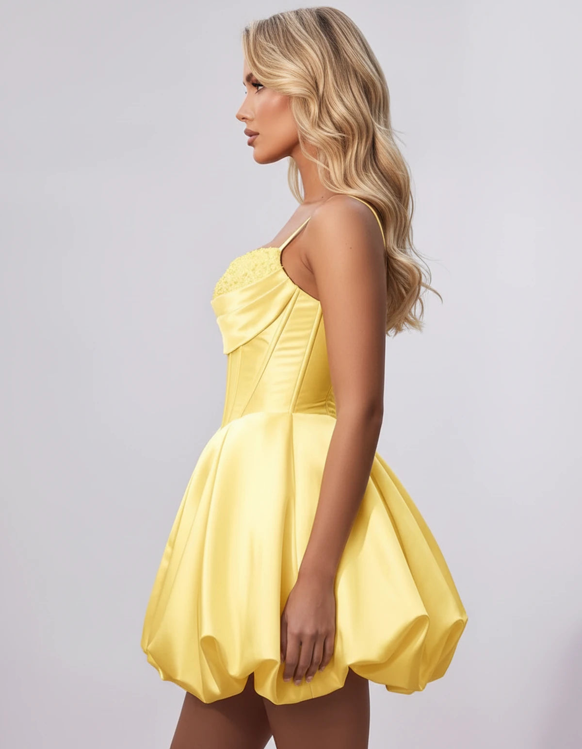 Marceline Mini Dress — Yellow | SKU: SD-50451-yellow-2,SD-50451-yellow-4,SD-50451-yellow-6,SD-50451-yellow-8,SD-50451-yellow-10,SD-50451-yellow-12,SD-50451-yellow-14,SD-50451-yellow-16,SD-50451-yellow-16W,SD-50451-yellow-18W,SD-50451-yellow-20W,SD-50451-yellow-22W
