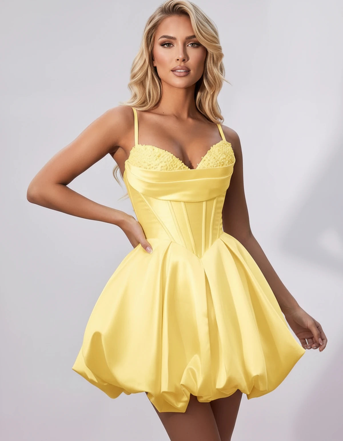 Marceline Mini Dress — Yellow | SKU: SD-50451-yellow-2,SD-50451-yellow-4,SD-50451-yellow-6,SD-50451-yellow-8,SD-50451-yellow-10,SD-50451-yellow-12,SD-50451-yellow-14,SD-50451-yellow-16,SD-50451-yellow-16W,SD-50451-yellow-18W,SD-50451-yellow-20W,SD-50451-yellow-22W