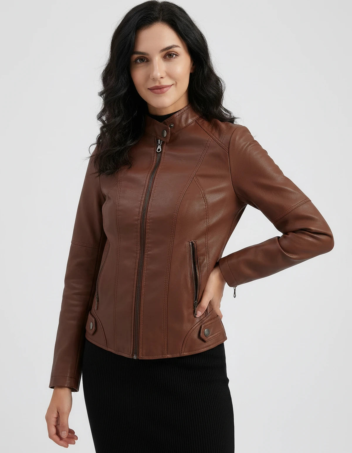 Marcelline Coat — Coffee | SKU: SD-83774-coffee-XS,SD-83774-coffee-S,SD-83774-coffee-M,SD-83774-coffee-L,SD-83774-coffee-XL,SD-83774-coffee-2XL