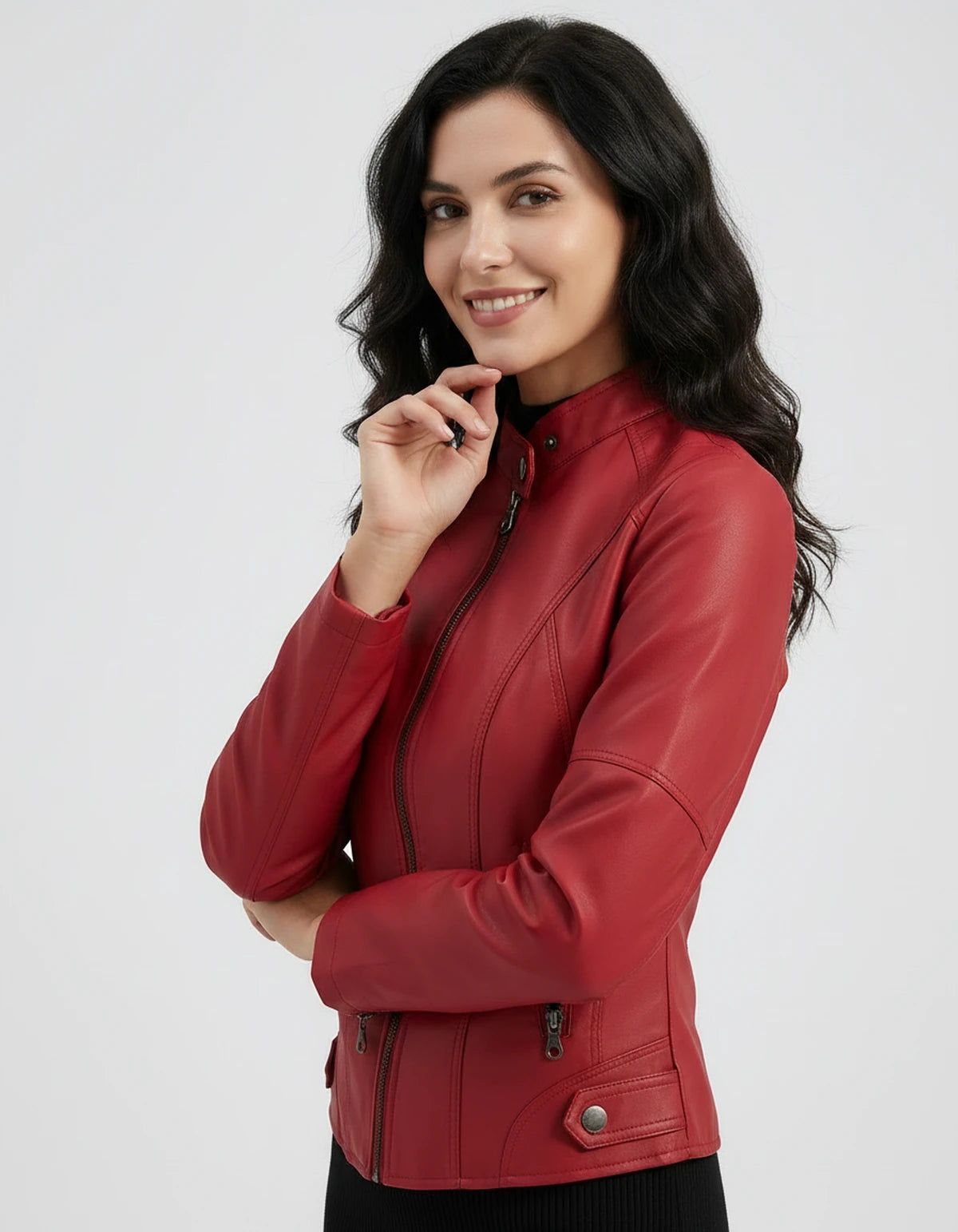 Marcelline Coat — Red | SKU: SD-83774-red-XS,SD-83774-red-S,SD-83774-red-M,SD-83774-red-L,SD-83774-red-XL,SD-83774-red-2XL