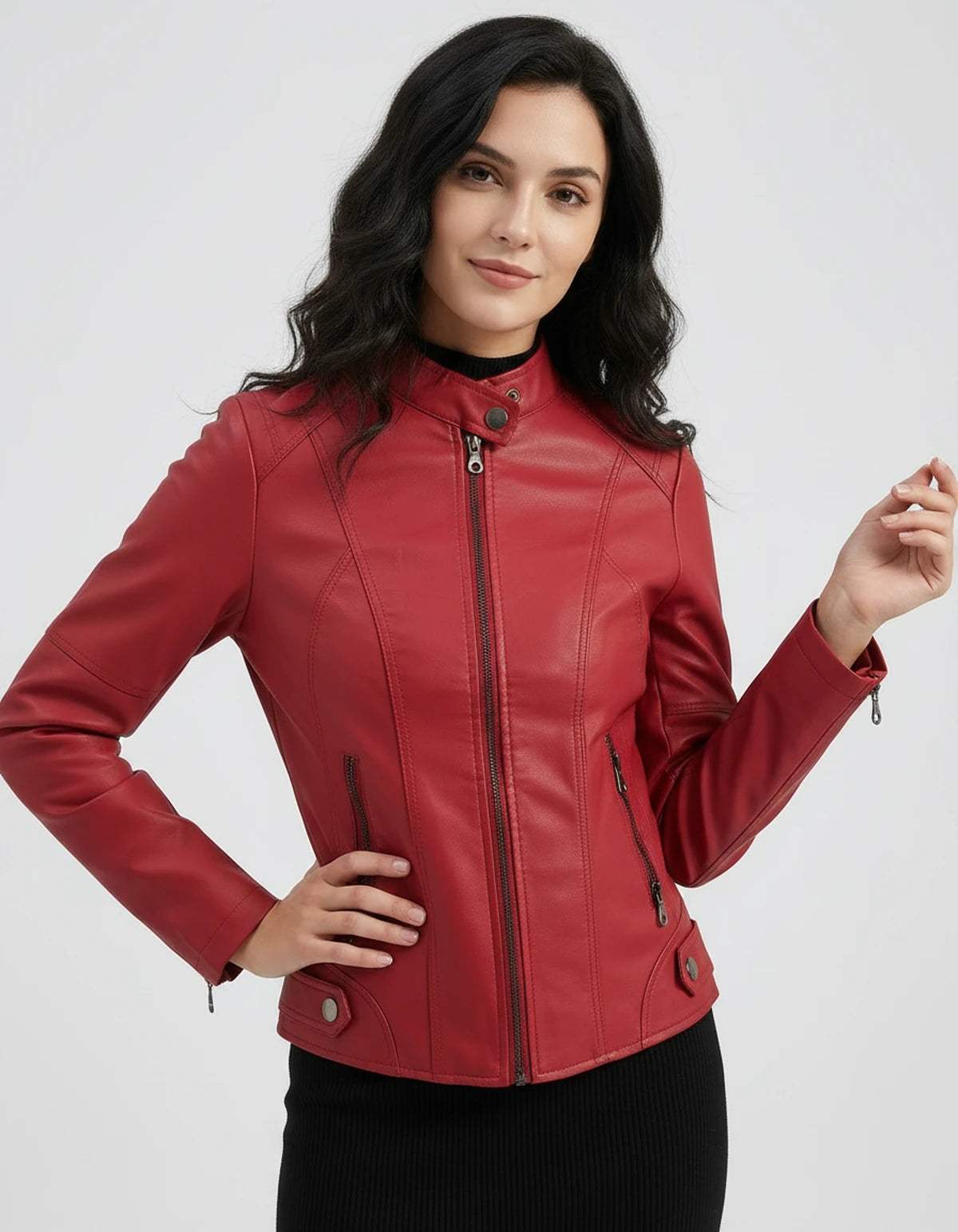 Marcelline Coat — Red | SKU: SD-83774-red-XS,SD-83774-red-S,SD-83774-red-M,SD-83774-red-L,SD-83774-red-XL,SD-83774-red-2XL