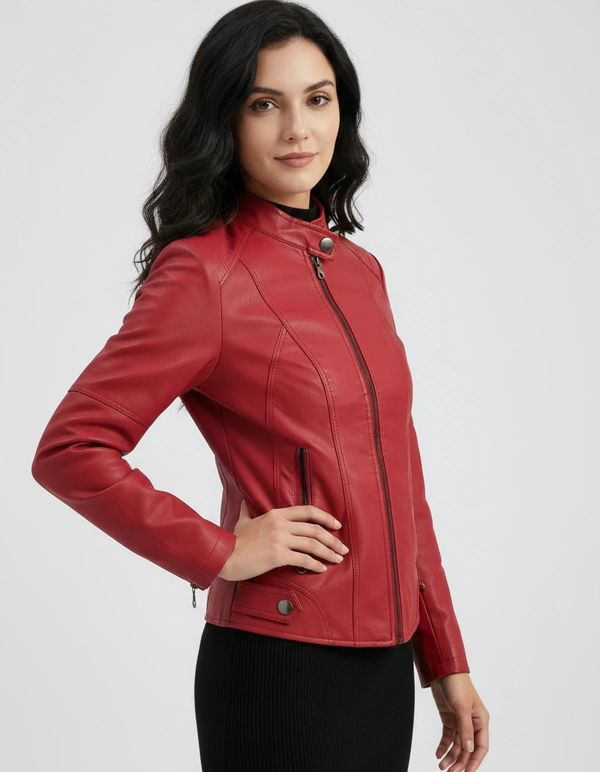 Marcelline Coat — Red | SKU: SD-83774-red-XS,SD-83774-red-S,SD-83774-red-M,SD-83774-red-L,SD-83774-red-XL,SD-83774-red-2XL