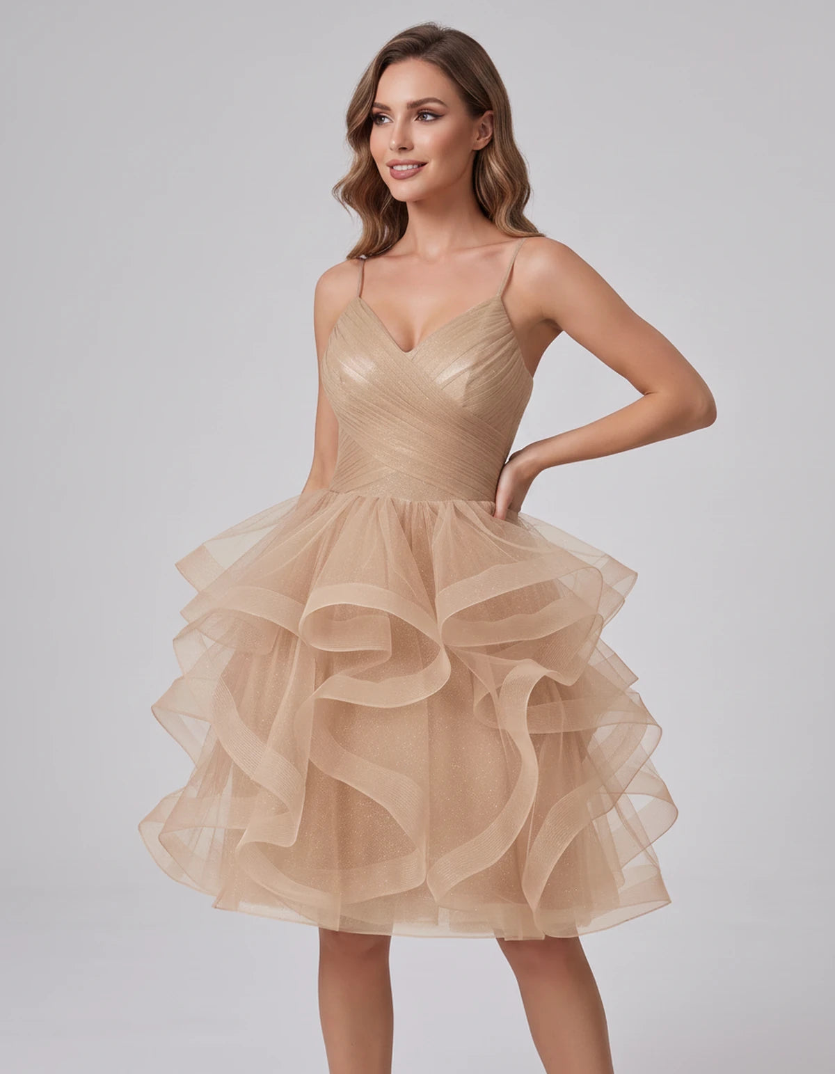 Mariposa Mini Dress — Champagne | SKU: SD-76342-champagne-2,SD-76342-champagne-4,SD-76342-champagne-6,SD-76342-champagne-8,SD-76342-champagne-10,SD-76342-champagne-12,SD-76342-champagne-14,SD-76342-champagne-14W,SD-76342-champagne-16,SD-76342-champagne-16W,SD-76342-champagne-18W,SD-76342-champagne-20W