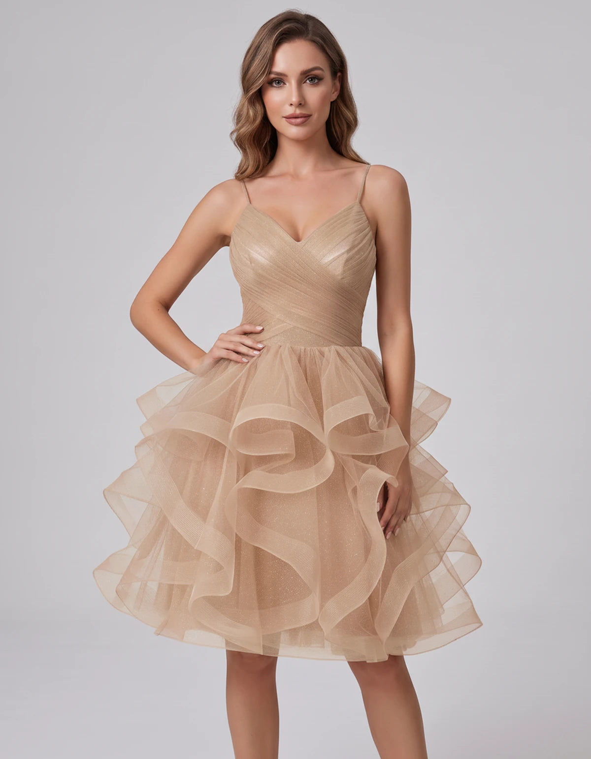 Mariposa Mini Dress — Champagne | SKU: SD-76342-champagne-2,SD-76342-champagne-4,SD-76342-champagne-6,SD-76342-champagne-8,SD-76342-champagne-10,SD-76342-champagne-12,SD-76342-champagne-14,SD-76342-champagne-14W,SD-76342-champagne-16,SD-76342-champagne-16W,SD-76342-champagne-18W,SD-76342-champagne-20W