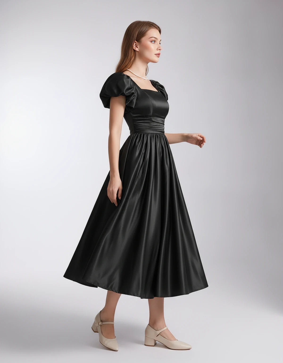 Marisol Midi Dresses — Black | SKU: SD-80159-black-2,SD-80159-black-4,SD-80159-black-6,SD-80159-black-8,SD-80159-black-10,SD-80159-black-12,SD-80159-black-14,SD-80159-black-16,SD-80159-black-16W,SD-80159-black-18W,SD-80159-black-20W,SD-80159-black-22W