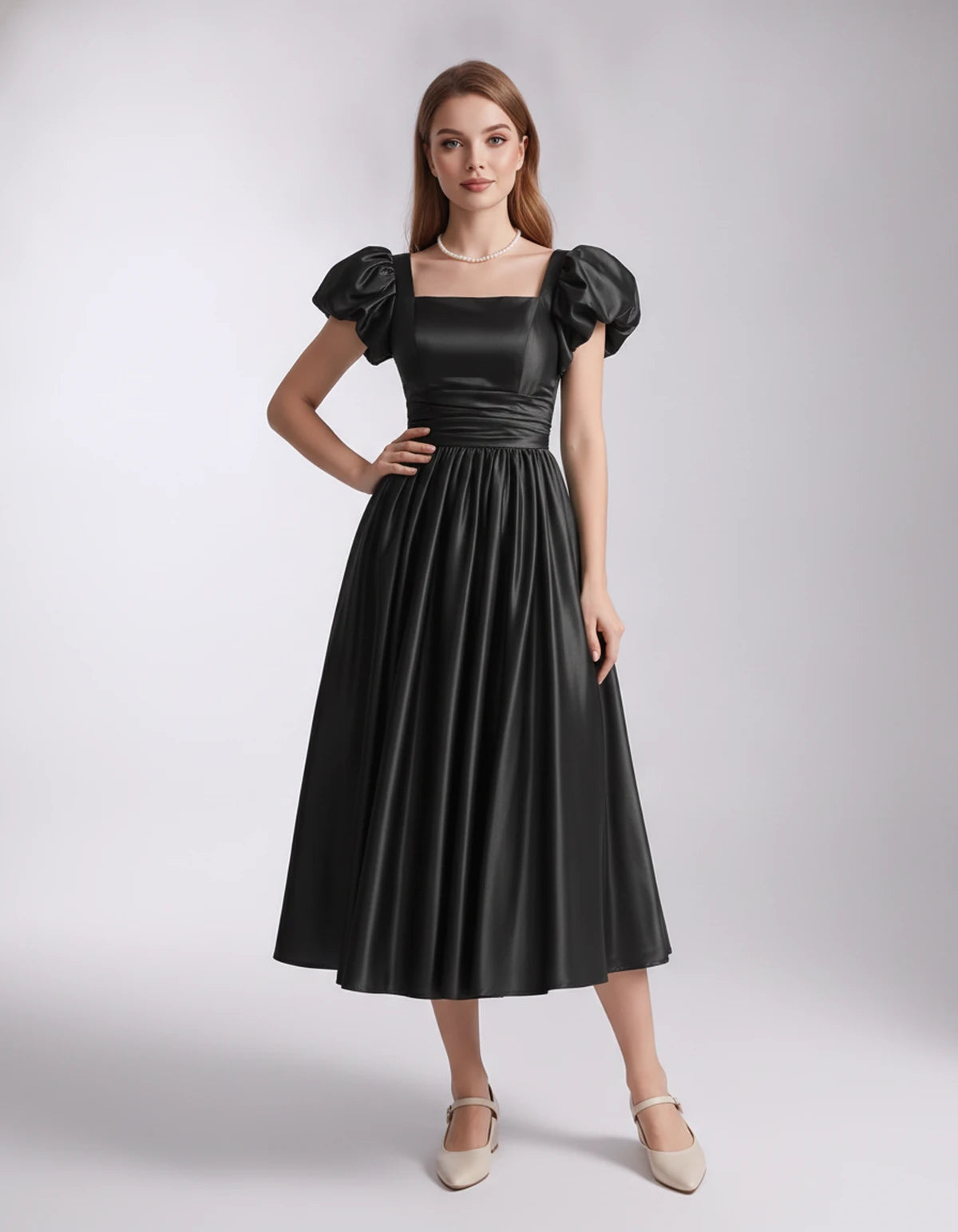 Marisol Midi Dresses — Black | SKU: SD-80159-black-2,SD-80159-black-4,SD-80159-black-6,SD-80159-black-8,SD-80159-black-10,SD-80159-black-12,SD-80159-black-14,SD-80159-black-16,SD-80159-black-16W,SD-80159-black-18W,SD-80159-black-20W,SD-80159-black-22W