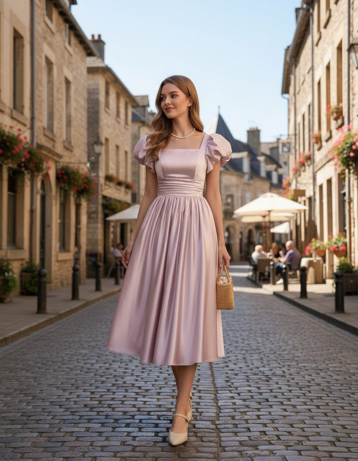 Marisol Midi Dresses — Pink | SKU: SD-80159-pink-2,SD-80159-pink-4,SD-80159-pink-6,SD-80159-pink-8,SD-80159-pink-10,SD-80159-pink-12,SD-80159-pink-14,SD-80159-pink-16,SD-80159-pink-16W,SD-80159-pink-18W,SD-80159-pink-20W,SD-80159-pink-22W