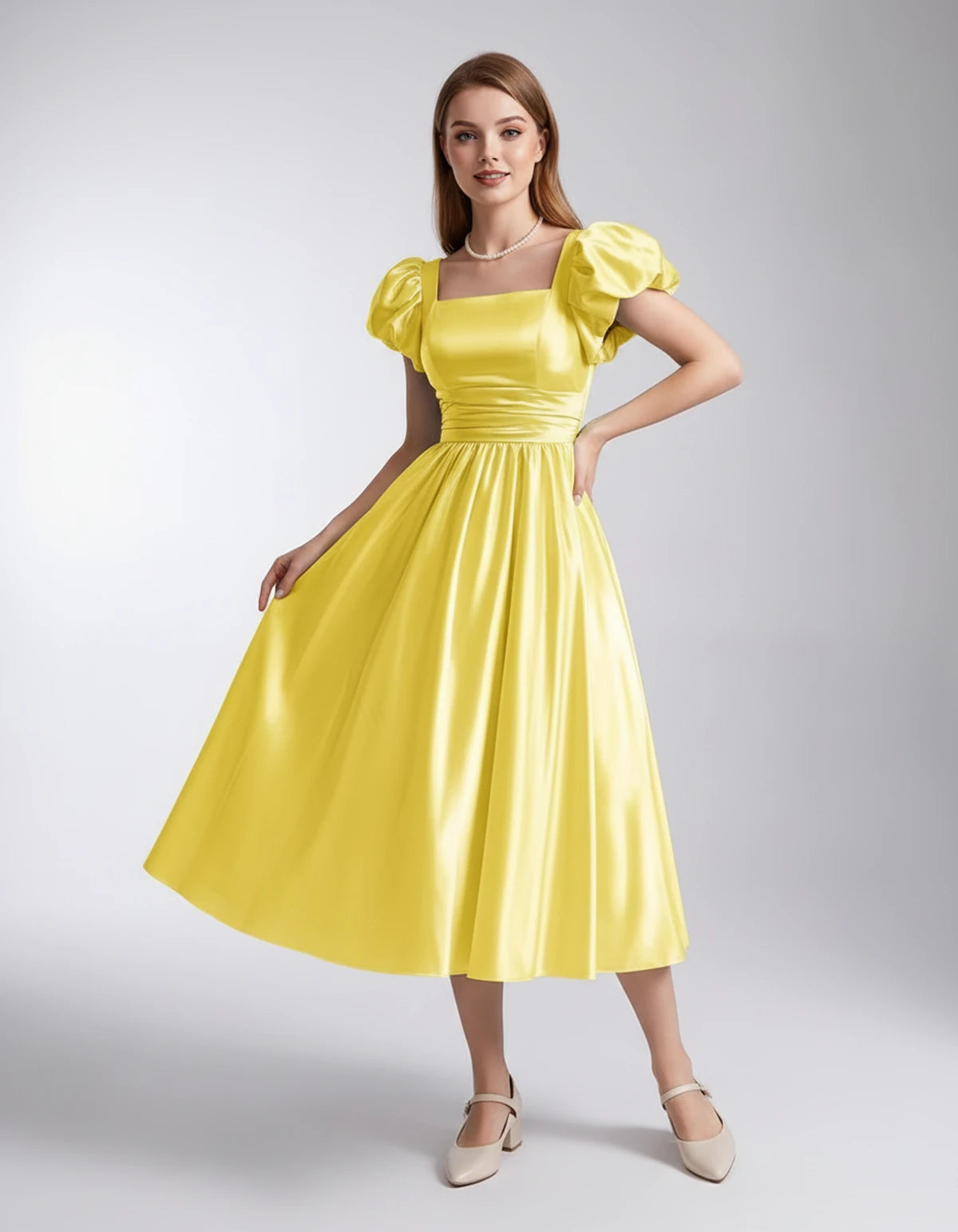 Marisol Midi Dresses — Yellow | SKU: SD-80159-yellow-2,SD-80159-yellow-4,SD-80159-yellow-6,SD-80159-yellow-8,SD-80159-yellow-10,SD-80159-yellow-12,SD-80159-yellow-14,SD-80159-yellow-16,SD-80159-yellow-16W,SD-80159-yellow-18W,SD-80159-yellow-20W,SD-80159-yellow-22W