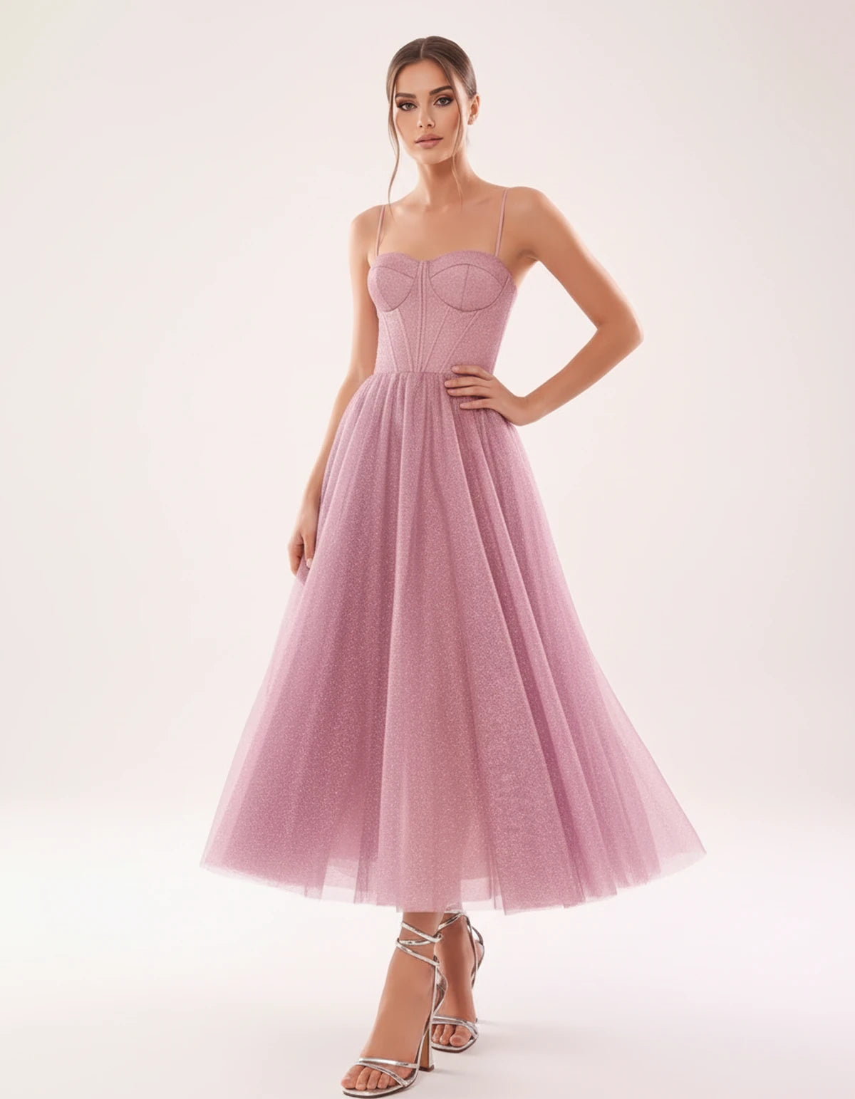 Marsanne Midi Dresses — Pink | SKU: SD-90818-pink-2,SD-90818-pink-4,SD-90818-pink-6,SD-90818-pink-8,SD-90818-pink-10,SD-90818-pink-12,SD-90818-pink-14,SD-90818-pink-16,SD-90818-pink-16W,SD-90818-pink-18W,SD-90818-pink-20W,SD-90818-pink-22W