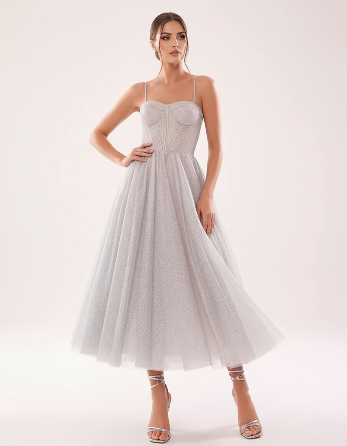 Marsanne Midi Dresses — White | SKU: SD-90818-white-2,SD-90818-white-4,SD-90818-white-6,SD-90818-white-8,SD-90818-white-10,SD-90818-white-12,SD-90818-white-14,SD-90818-white-16,SD-90818-white-16W,SD-90818-white-18W,SD-90818-white-20W,SD-90818-white-22W