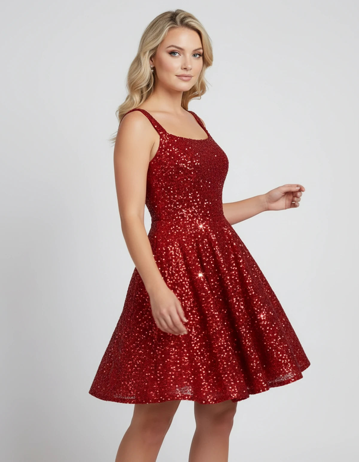 Mathilde Mini Dress — Red | SKU: SD-80928-red-2,SD-80928-red-4,SD-80928-red-6,SD-80928-red-8,SD-80928-red-10,SD-80928-red-12,SD-80928-red-14,SD-80928-red-16,SD-80928-red-16W,SD-80928-red-18W,SD-80928-red-20W,SD-80928-red-22W