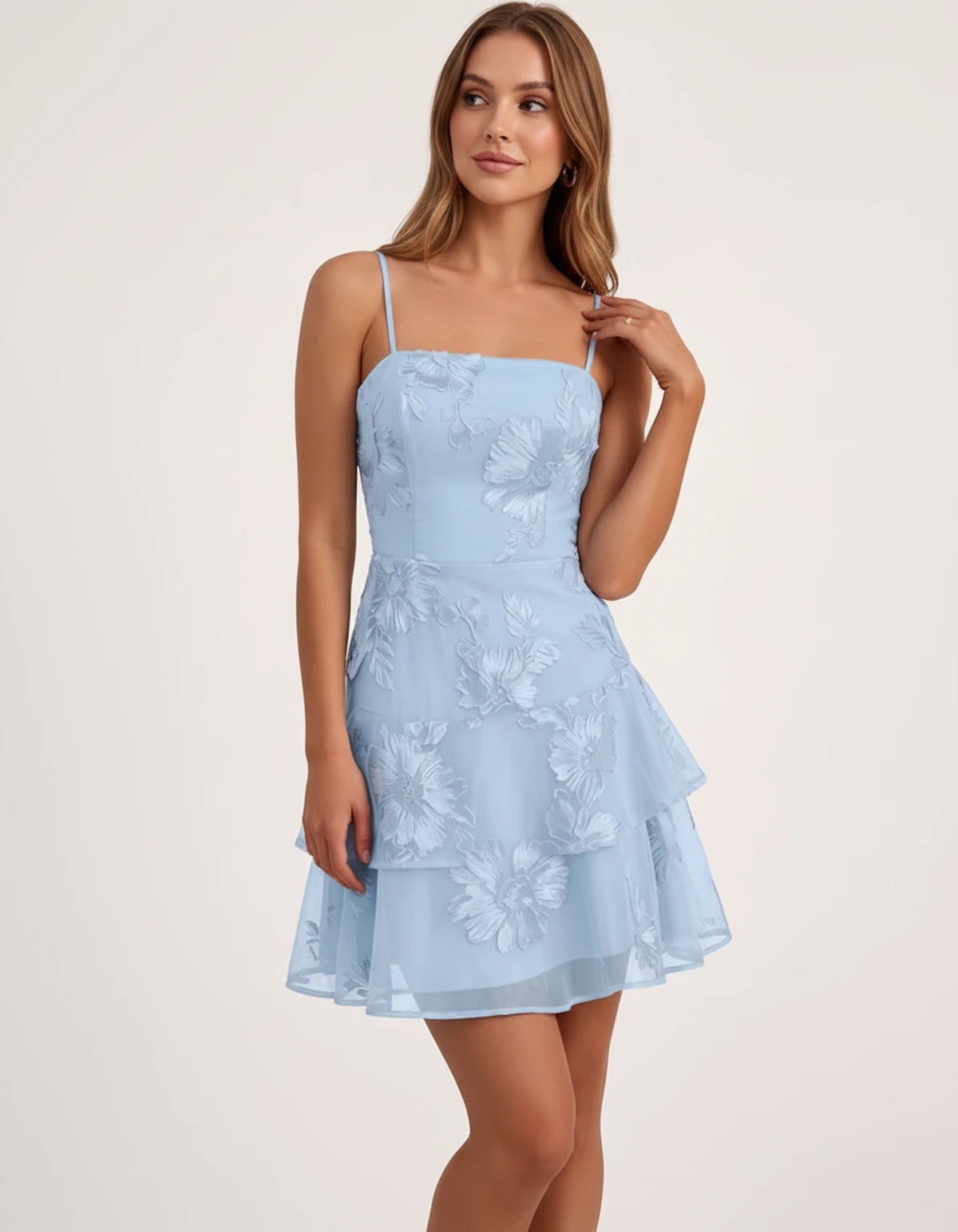 Maylis Mini Dress — Blue | SKU: SD-90590-blue-2,SD-90590-blue-4,SD-90590-blue-6,SD-90590-blue-8,SD-90590-blue-10,SD-90590-blue-12,SD-90590-blue-14,SD-90590-blue-16,SD-90590-blue-16W,SD-90590-blue-18,SD-90590-blue-18W,SD-90590-blue-20W