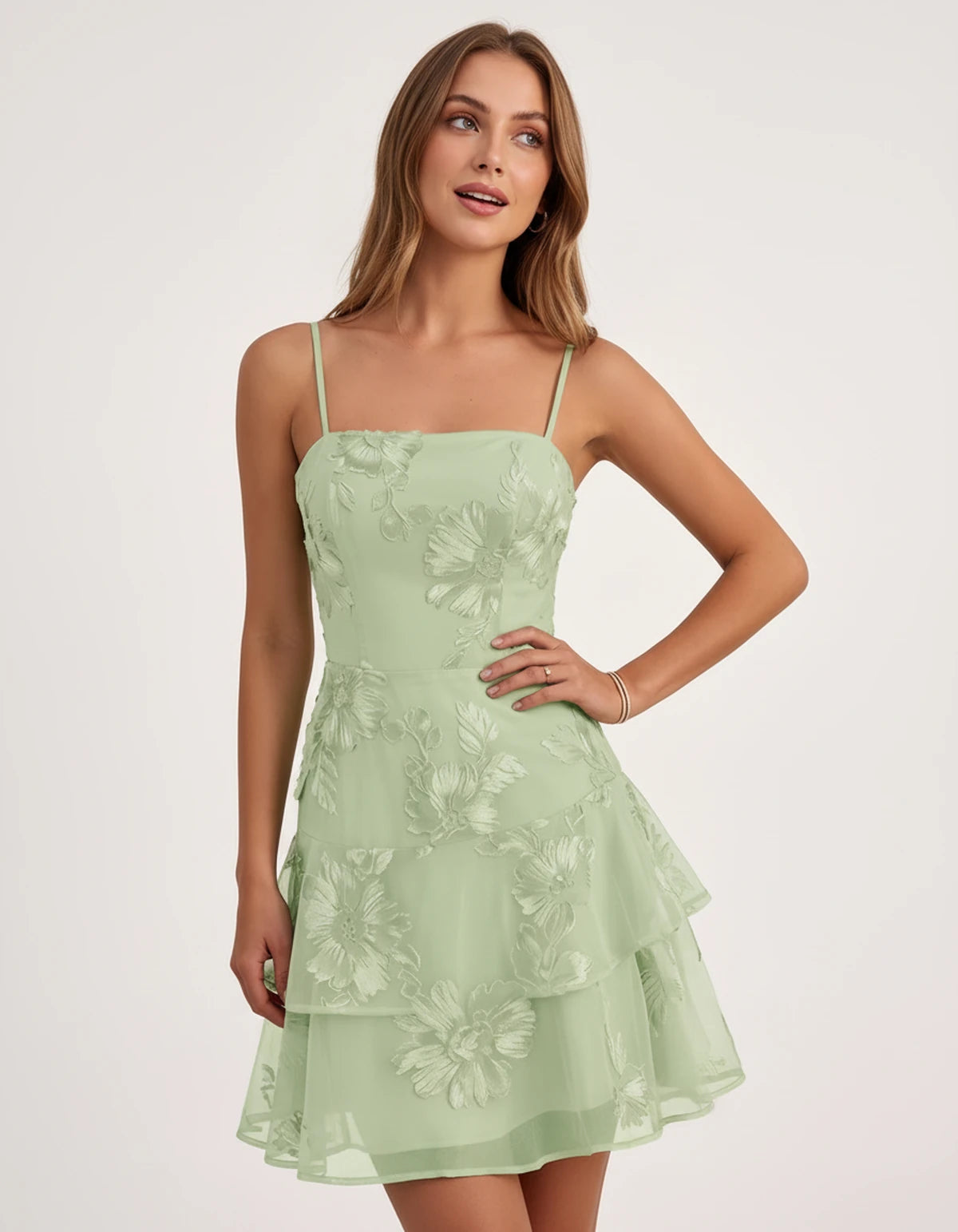 Maylis Mini Dress — Green | SKU: SD-90590-green-2,SD-90590-green-4,SD-90590-green-6,SD-90590-green-8,SD-90590-green-10,SD-90590-green-12,SD-90590-green-14,SD-90590-green-16,SD-90590-green-16W,SD-90590-green-18,SD-90590-green-18W,SD-90590-green-20W