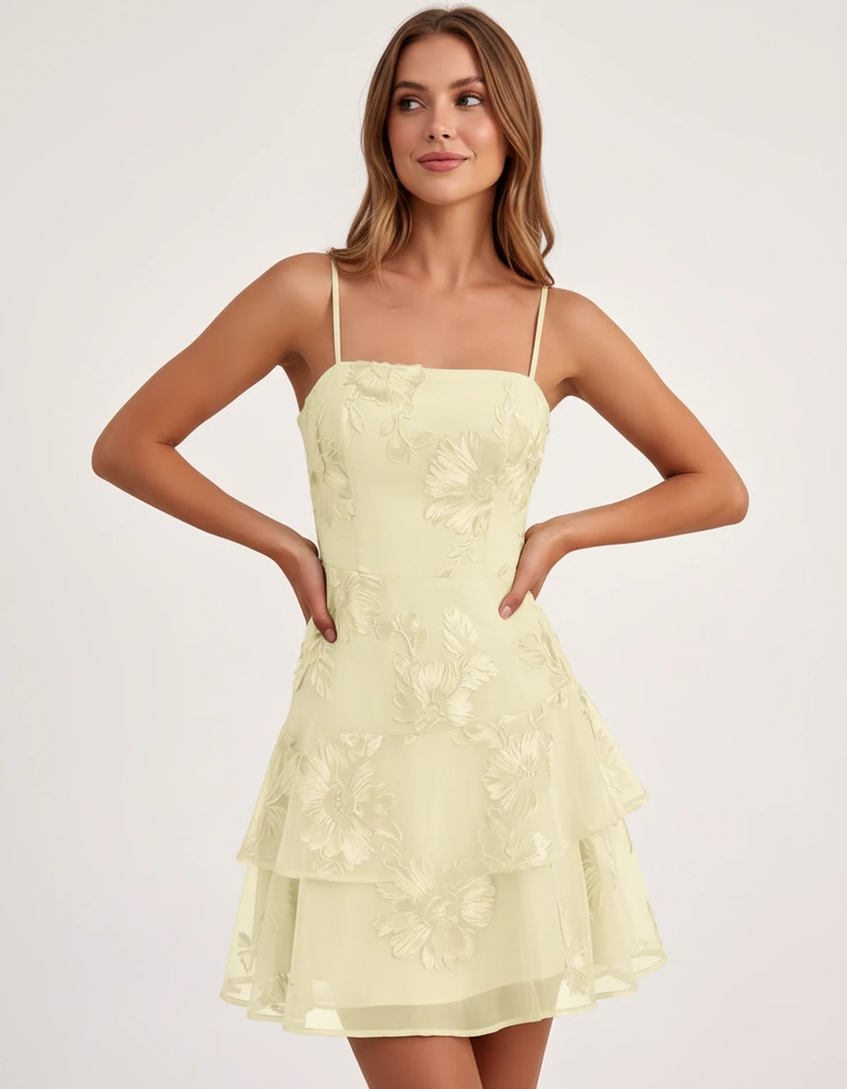 Maylis Mini Dress — Yellow | SKU: SD-90590-yellow-2,SD-90590-yellow-4,SD-90590-yellow-6,SD-90590-yellow-8,SD-90590-yellow-10,SD-90590-yellow-12,SD-90590-yellow-14,SD-90590-yellow-16,SD-90590-yellow-16W,SD-90590-yellow-18,SD-90590-yellow-18W,SD-90590-yellow-20W