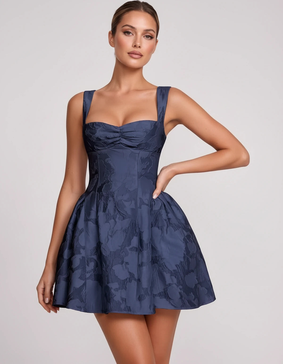 Melantha Mini Dress — Navy | SKU: SD-13166-navy-2,SD-13166-navy-4,SD-13166-navy-6,SD-13166-navy-8,SD-13166-navy-10,SD-13166-navy-12,SD-13166-navy-14,SD-13166-navy-16,SD-13166-navy-16W,SD-13166-navy-18W,SD-13166-navy-20W,SD-13166-navy-22W