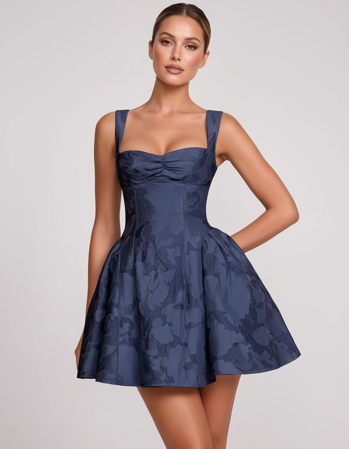 Melantha Mini Dress — Navy | SKU: SD-13166-navy-2,SD-13166-navy-4,SD-13166-navy-6,SD-13166-navy-8,SD-13166-navy-10,SD-13166-navy-12,SD-13166-navy-14,SD-13166-navy-16,SD-13166-navy-16W,SD-13166-navy-18W,SD-13166-navy-20W,SD-13166-navy-22W