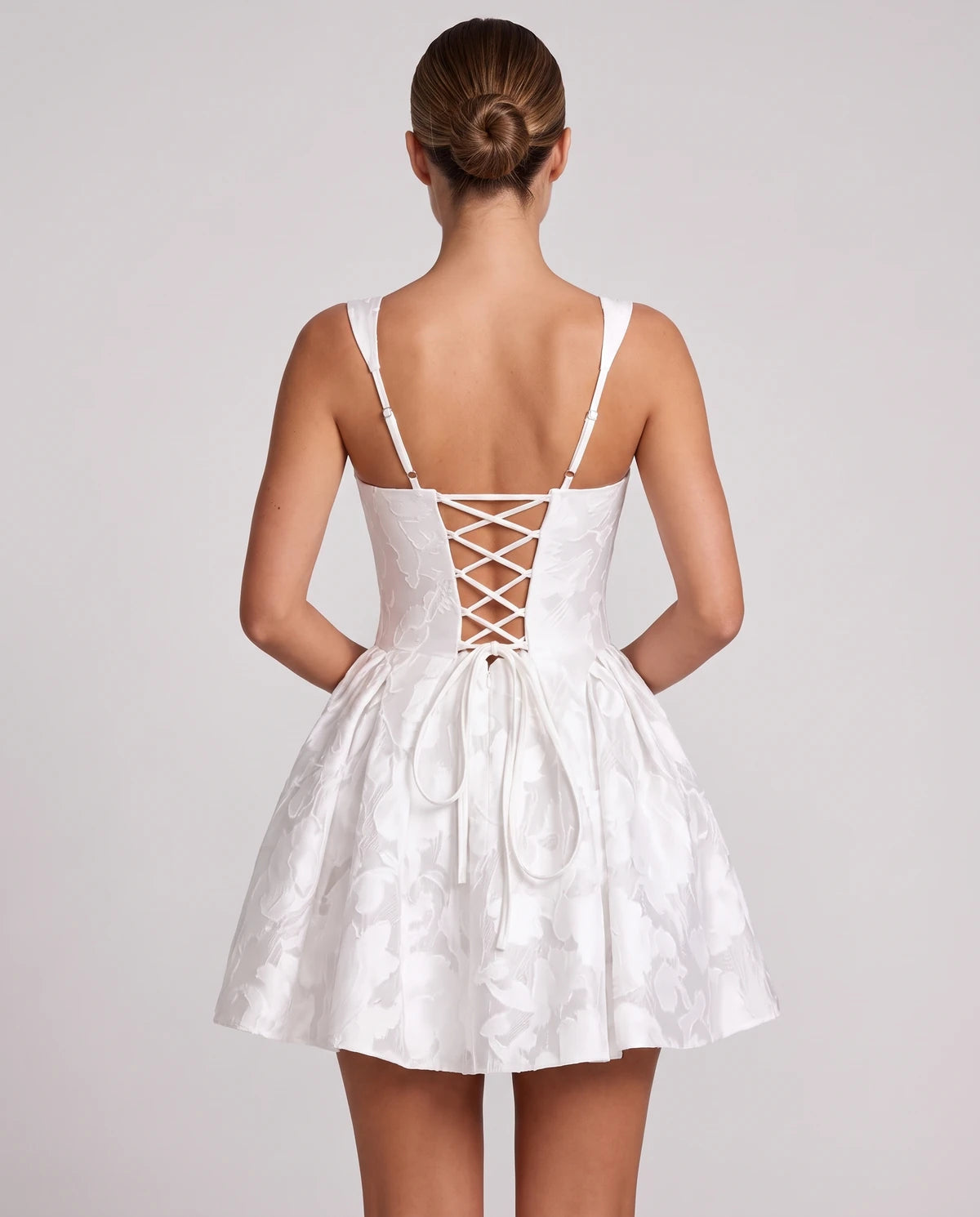 Melantha Mini Dress — White | SKU: SD-13166-white-2,SD-13166-white-4,SD-13166-white-6,SD-13166-white-8,SD-13166-white-10,SD-13166-white-12,SD-13166-white-14,SD-13166-white-16,SD-13166-white-16W,SD-13166-white-18W,SD-13166-white-20W,SD-13166-white-22W