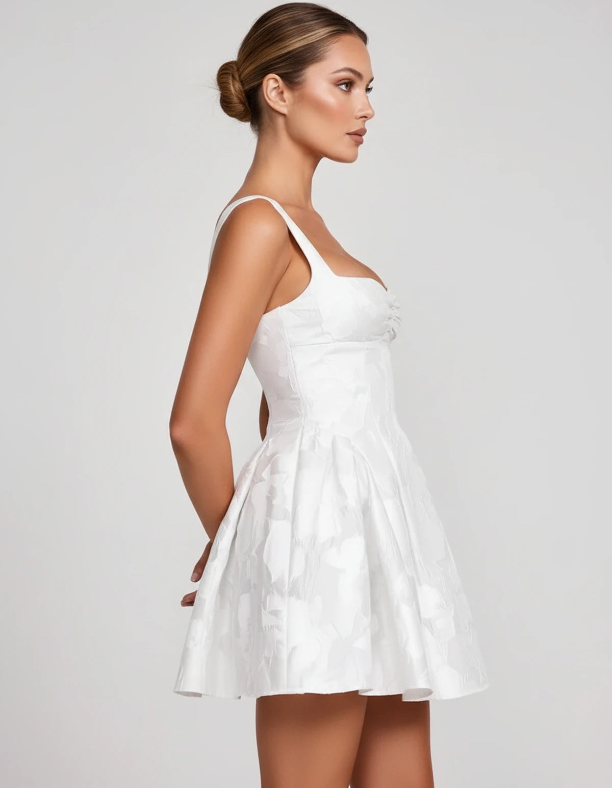 Melantha Mini Dress — White | SKU: SD-13166-white-2,SD-13166-white-4,SD-13166-white-6,SD-13166-white-8,SD-13166-white-10,SD-13166-white-12,SD-13166-white-14,SD-13166-white-16,SD-13166-white-16W,SD-13166-white-18W,SD-13166-white-20W,SD-13166-white-22W