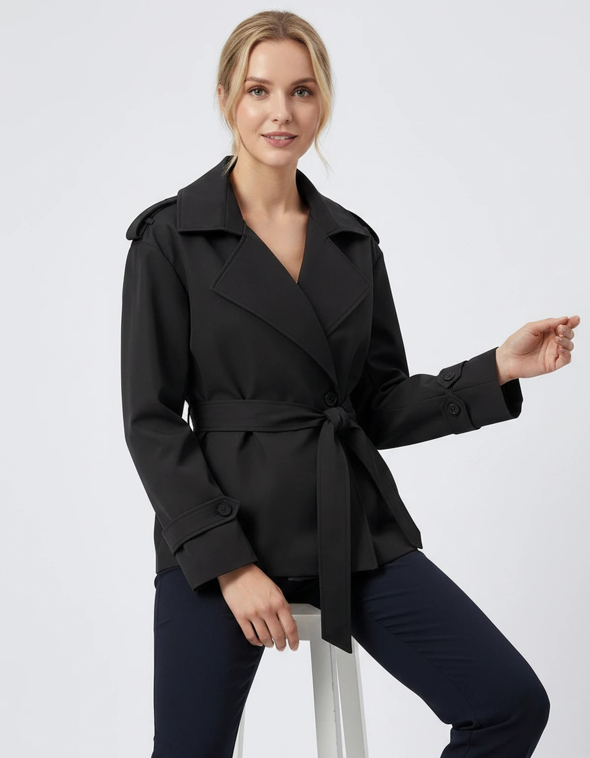 Melisande Coat — Short Black | SKU: SD-77883-shortblack-XS,SD-77883-shortblack-S,SD-77883-shortblack-M,SD-77883-shortblack-L,SD-77883-shortblack-XL