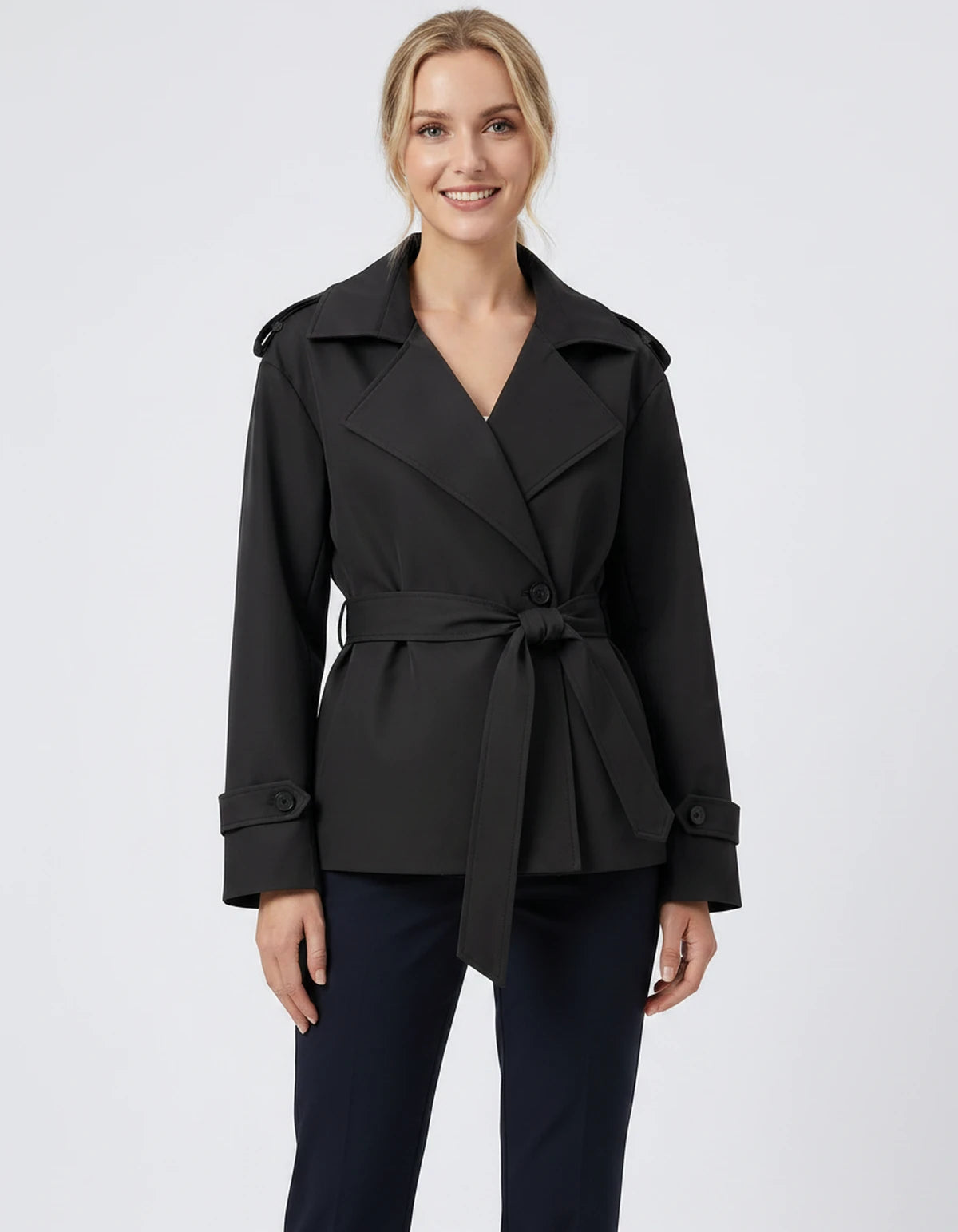 Melisande Coat — Short Black | SKU: SD-77883-shortblack-XS,SD-77883-shortblack-S,SD-77883-shortblack-M,SD-77883-shortblack-L,SD-77883-shortblack-XL