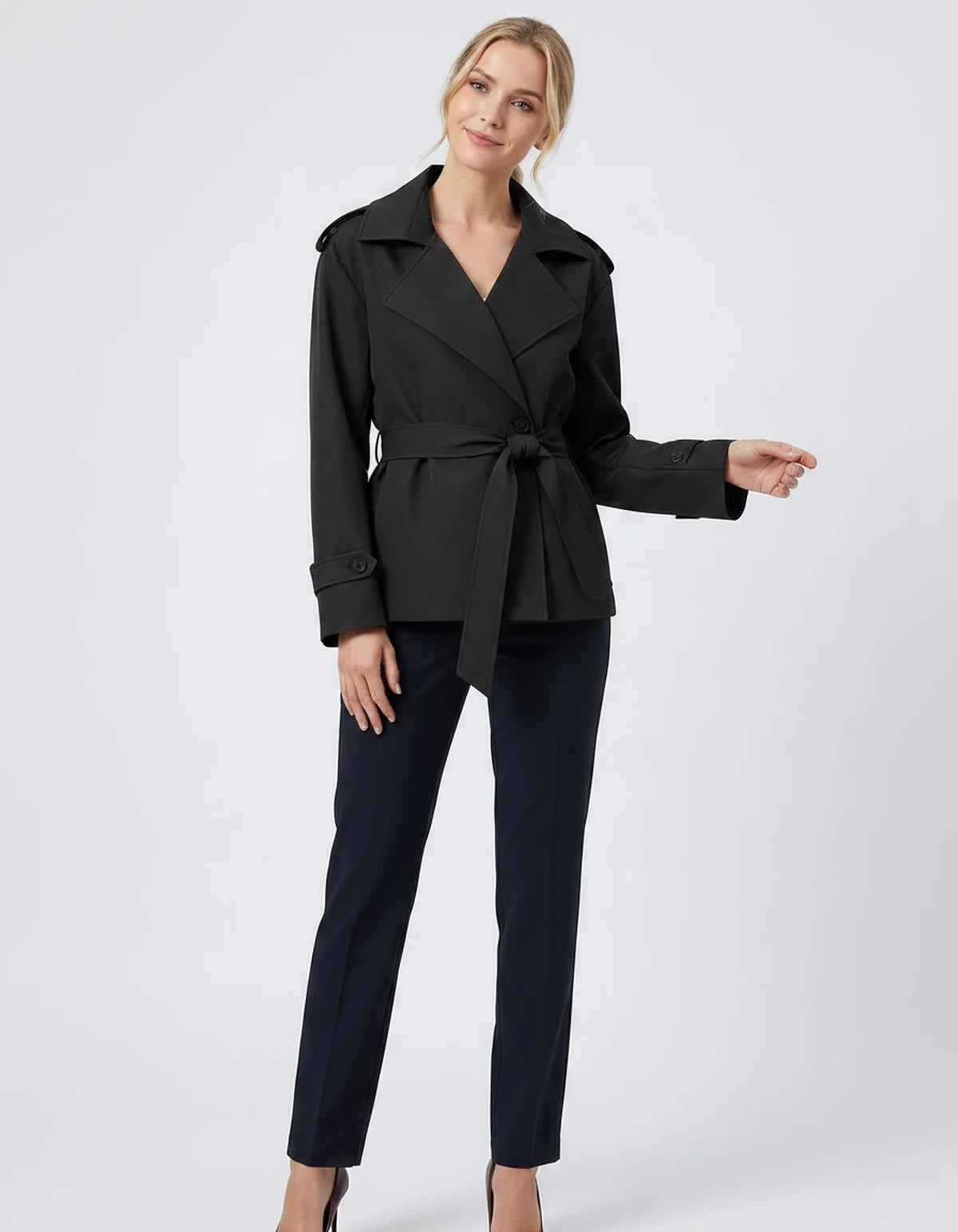 Melisande Coat — Short Black | SKU: SD-77883-shortblack-XS,SD-77883-shortblack-S,SD-77883-shortblack-M,SD-77883-shortblack-L,SD-77883-shortblack-XL