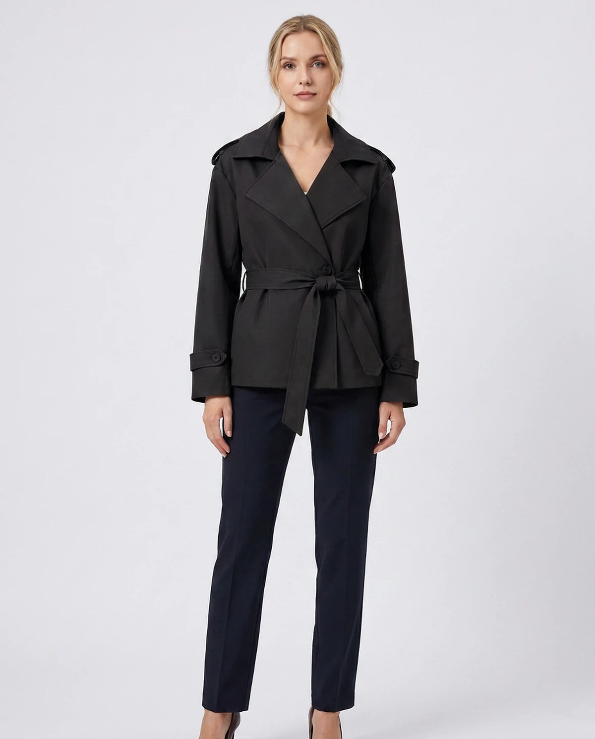 Melisande Coat — Short Black | SKU: SD-77883-shortblack-XS,SD-77883-shortblack-S,SD-77883-shortblack-M,SD-77883-shortblack-L,SD-77883-shortblack-XL